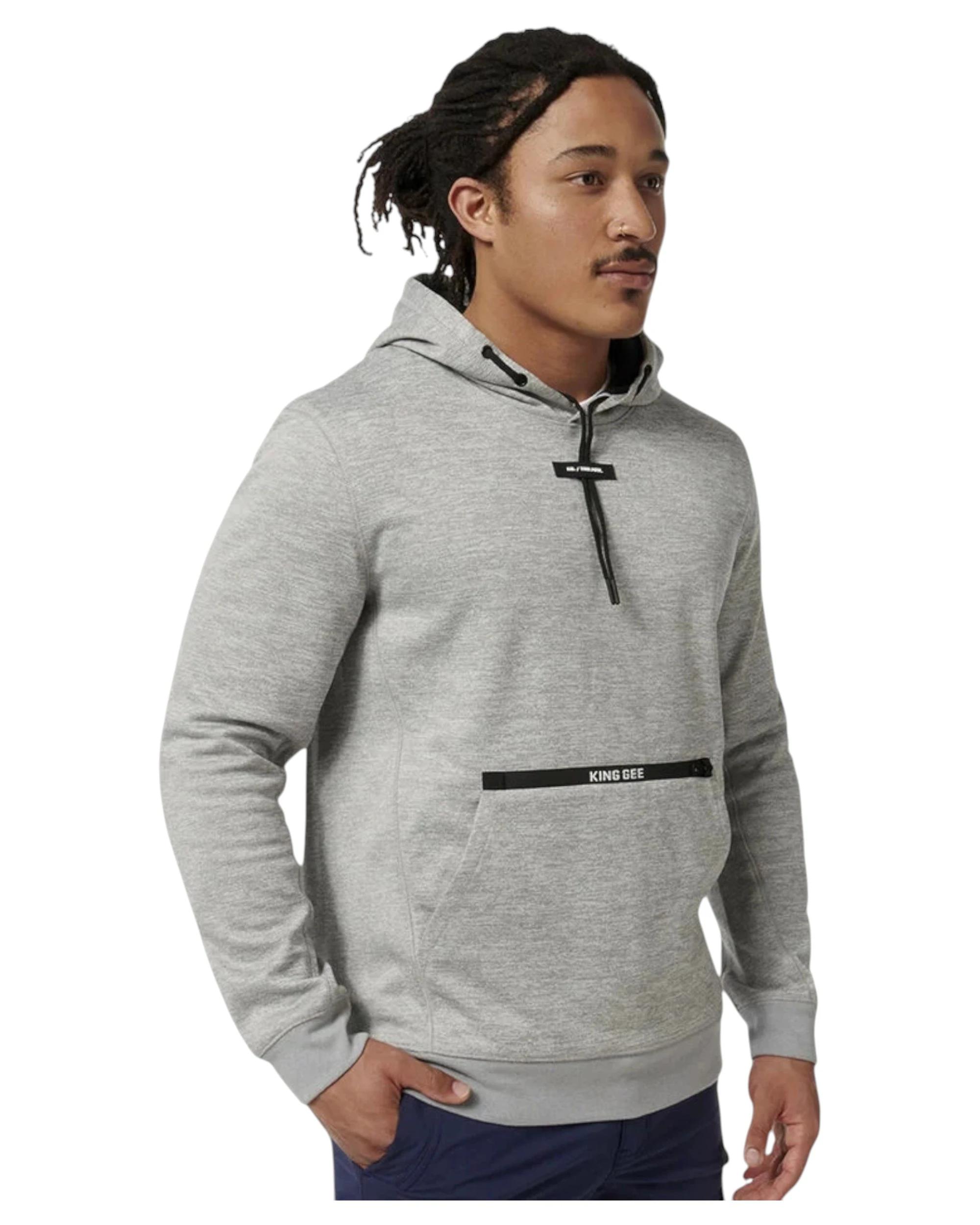 2 KingGee Mens Trademark Tech Pullover Hoodie GREY, 2 of 9