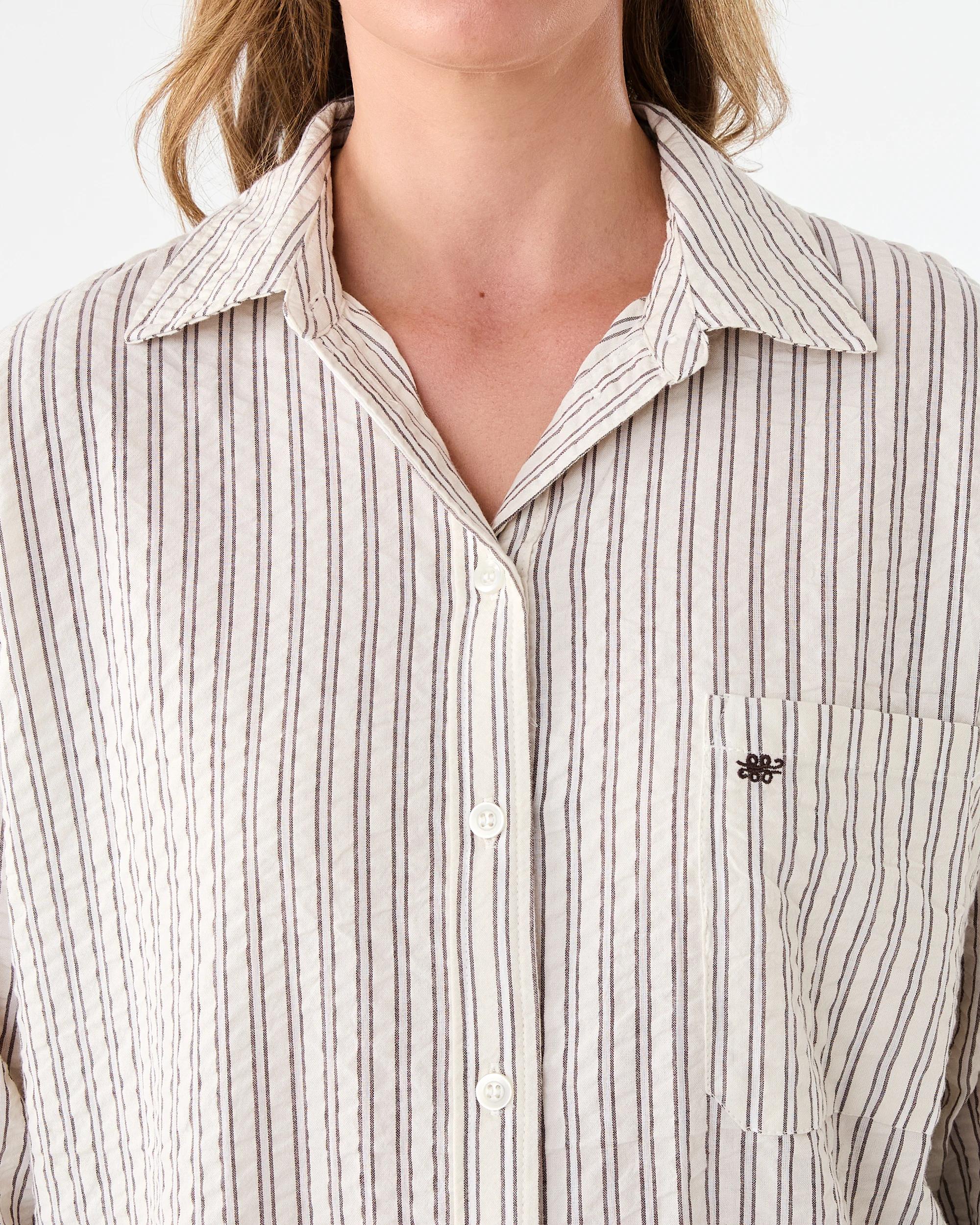 5 Long Sleeve Oversized Seersucker Shirt Dbl Strp, 5 of 9