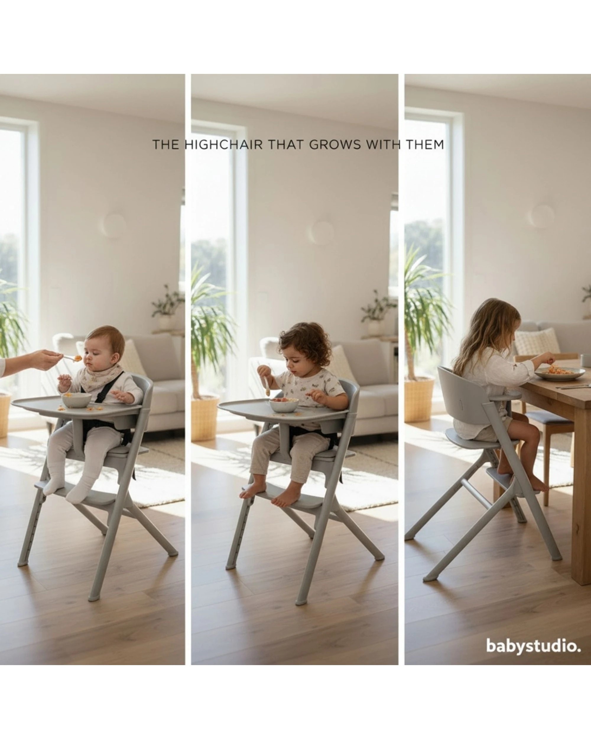 4 Babystudio Harry Adjustable 3-in-1 Highchair - Grey, 4 of 4