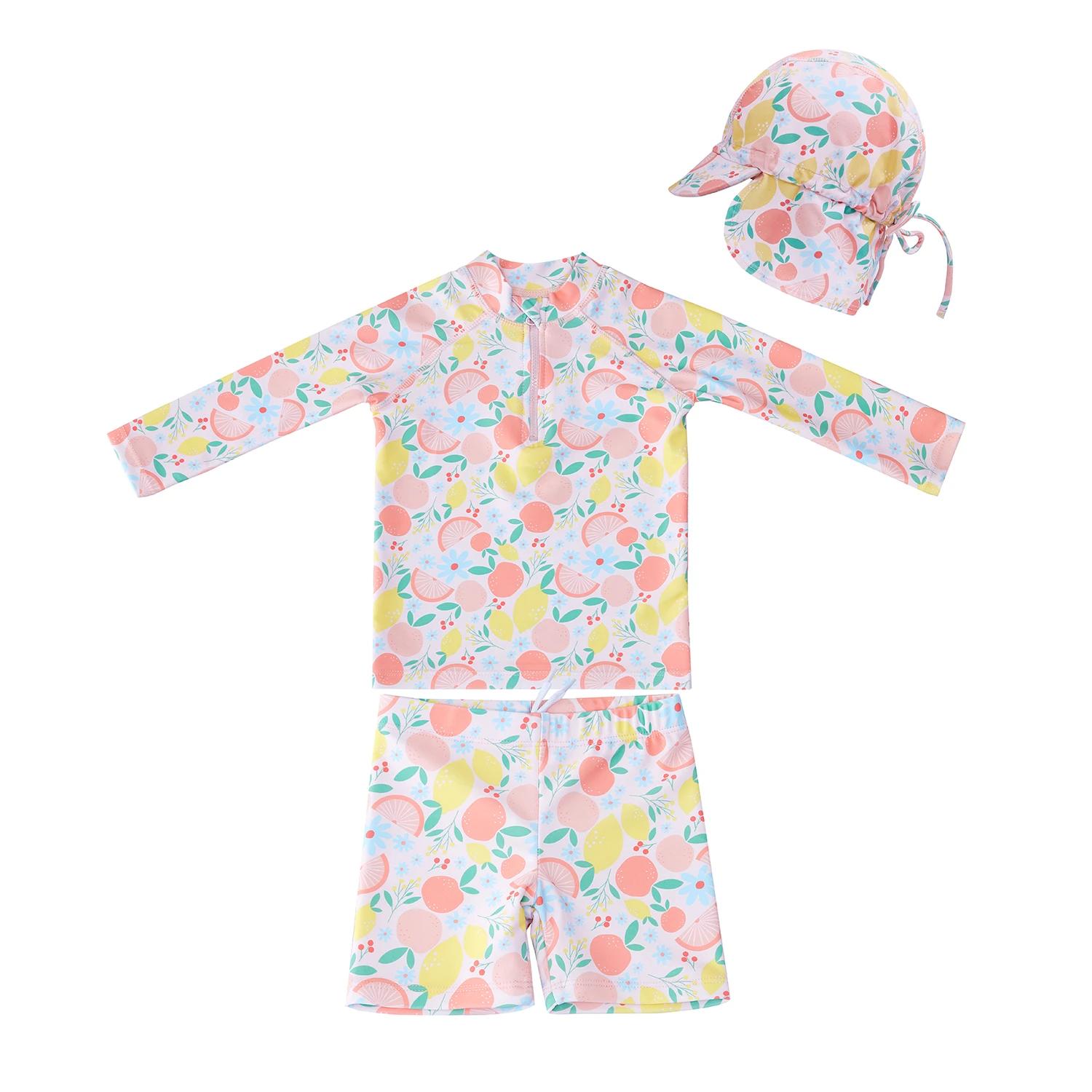 1 Big Softies 3 PC Long Sleeve Rashie, Shorts & Hat, Fruit PINK TROPICAL, 1 of 7