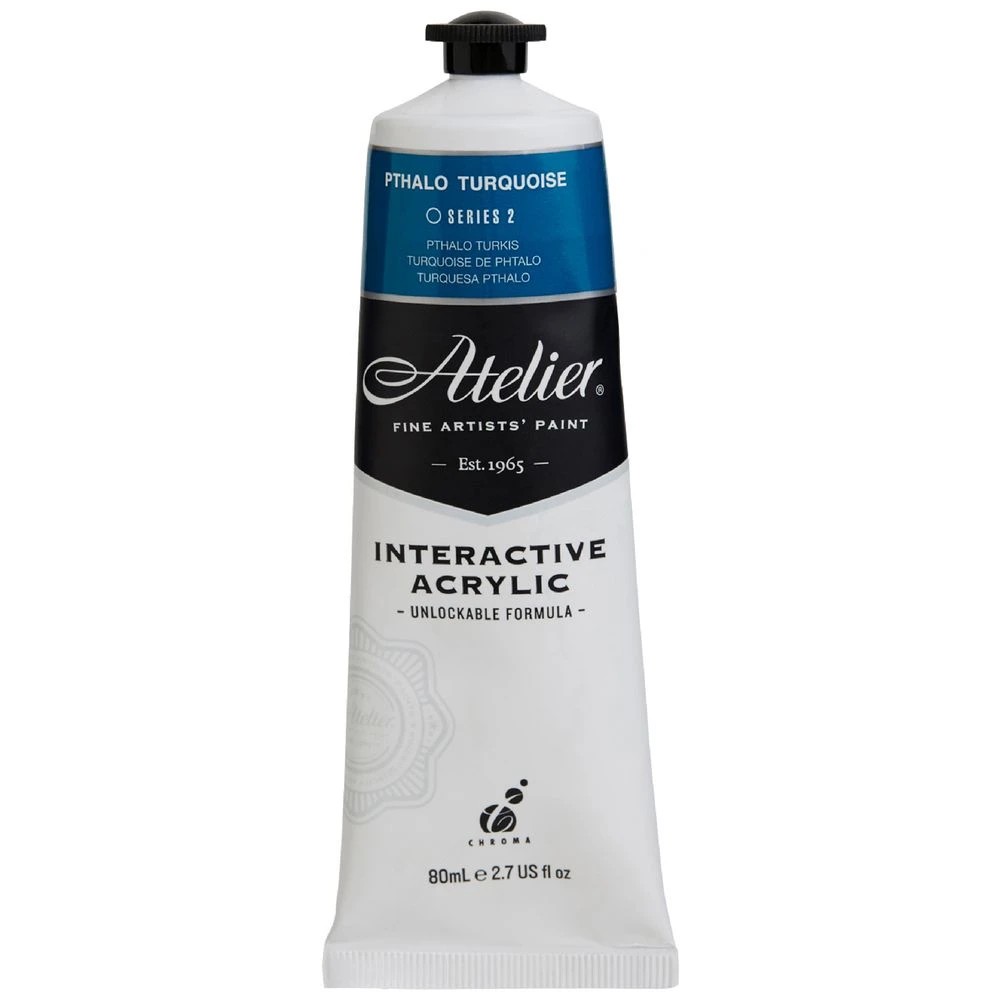 1 Atelier Interactive Artist Acrylic 80mL Phthalo Turquoise S2, 1 of 4