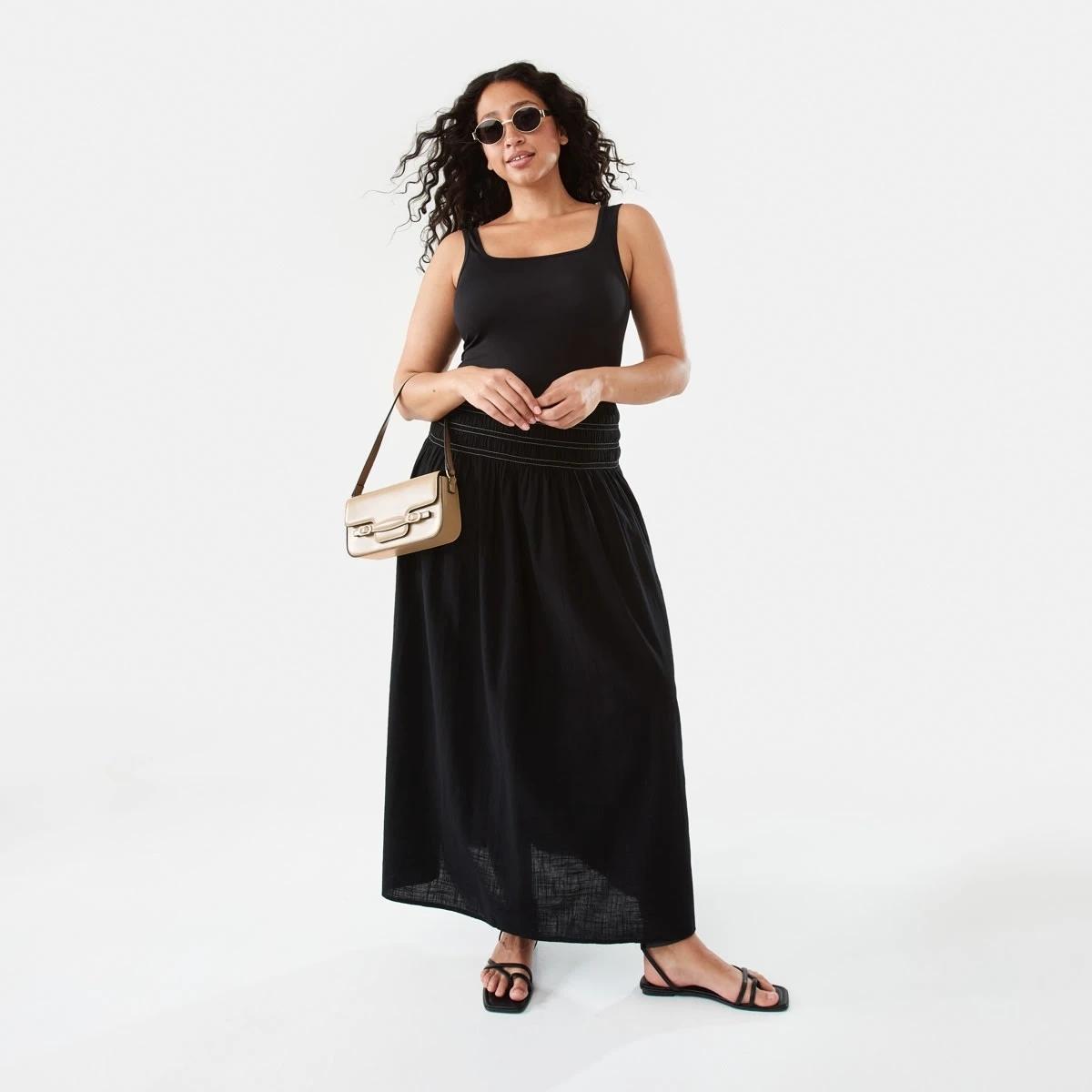 8 Rouched Maxi Skirt Black, 8 of 8