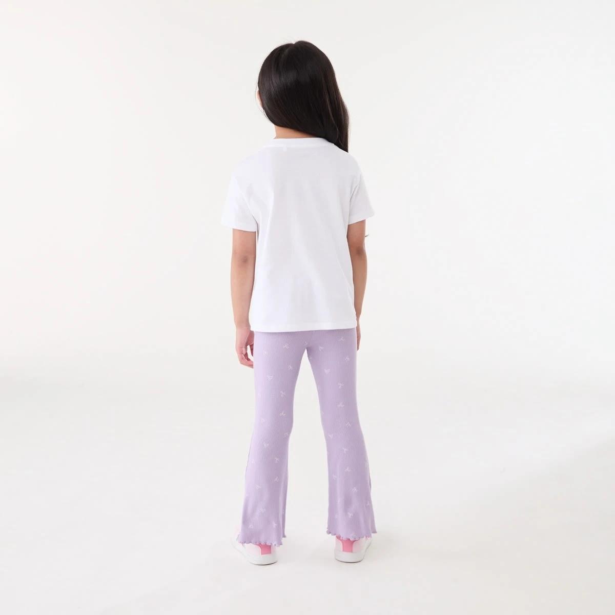 5 Rib Flare Leggings CUTE BOWS PASTEL LILAC, 5 of 5