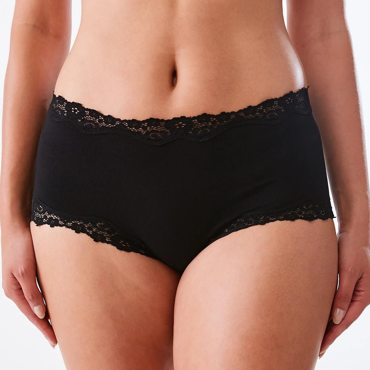 5 3 Pack Cotton Lace Trim Full Briefs Sc Lf Bk, 5 of 8