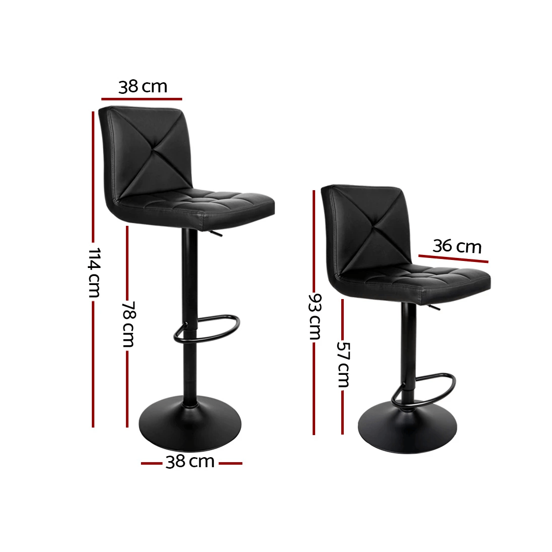 2 Artiss 2x Bar Stools Gas Lift Leather Stool - Multi, 2 of 7