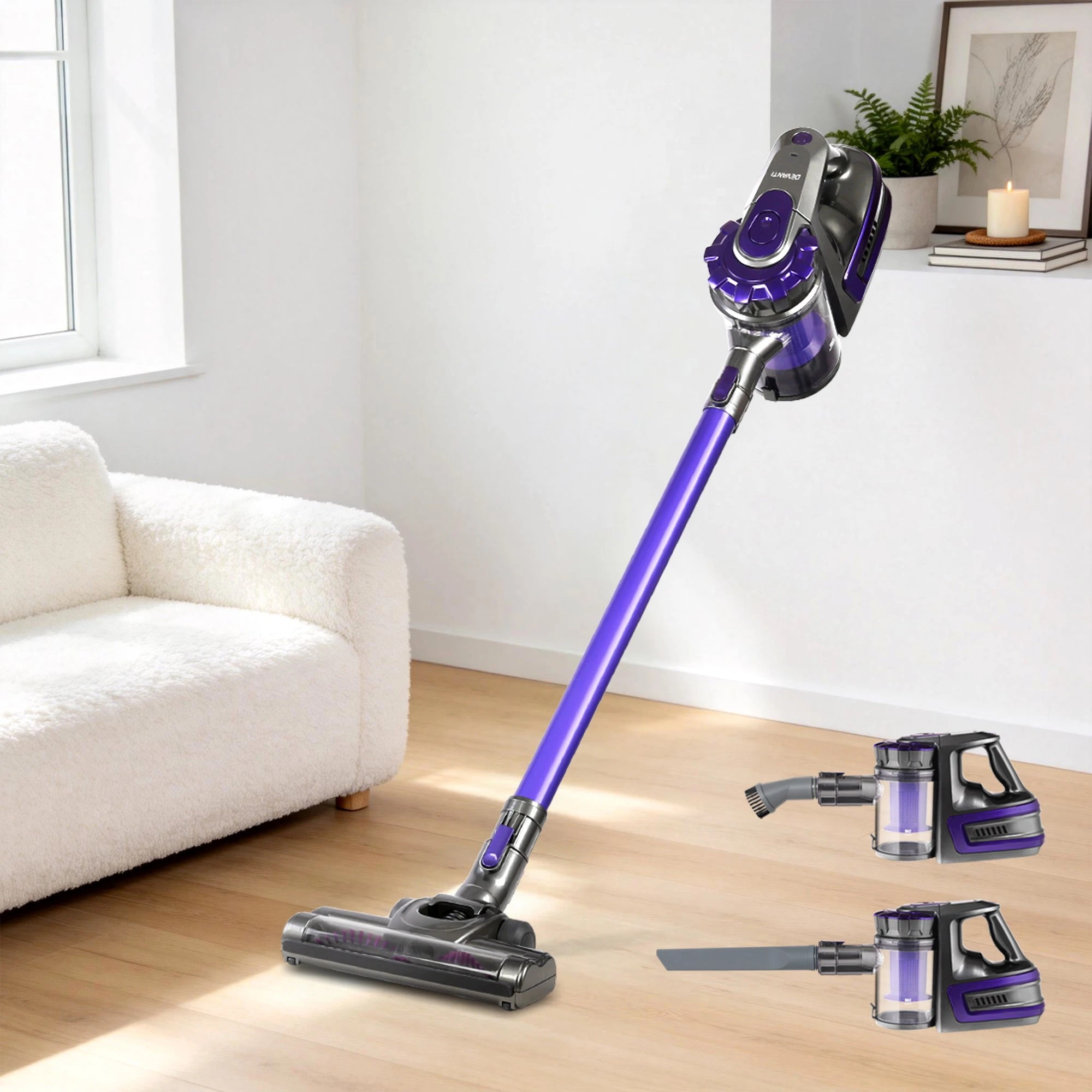 9 Devanti 150W Cordless Stick Vacuum Cleaner 2-in-1 Handheld HEPA Filter Bagless Lightweight - Purple, 9 of 10