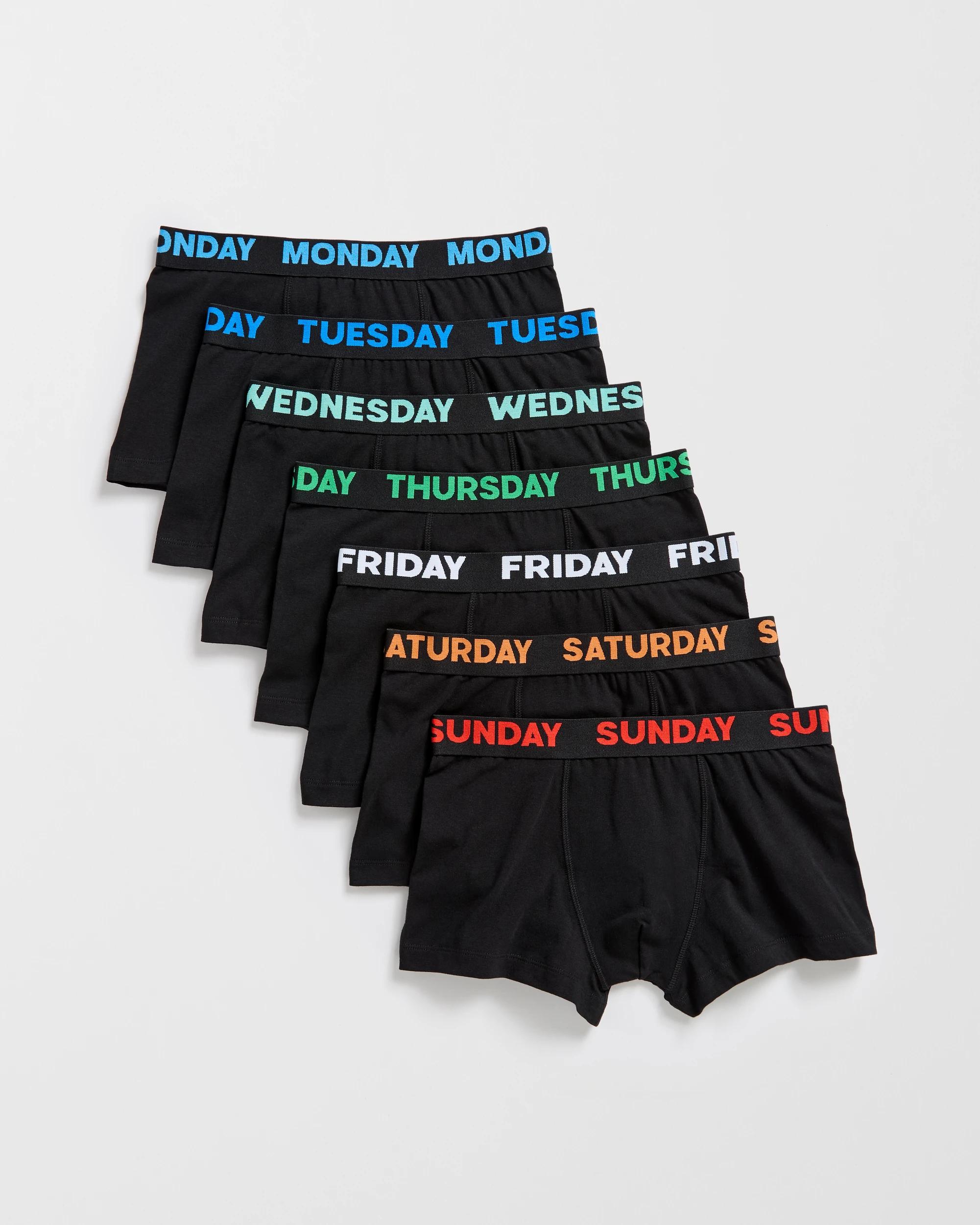 1 Australian Cotton Older Boys Trunks 7 Pack - Maxx BLACK, 1 of 1