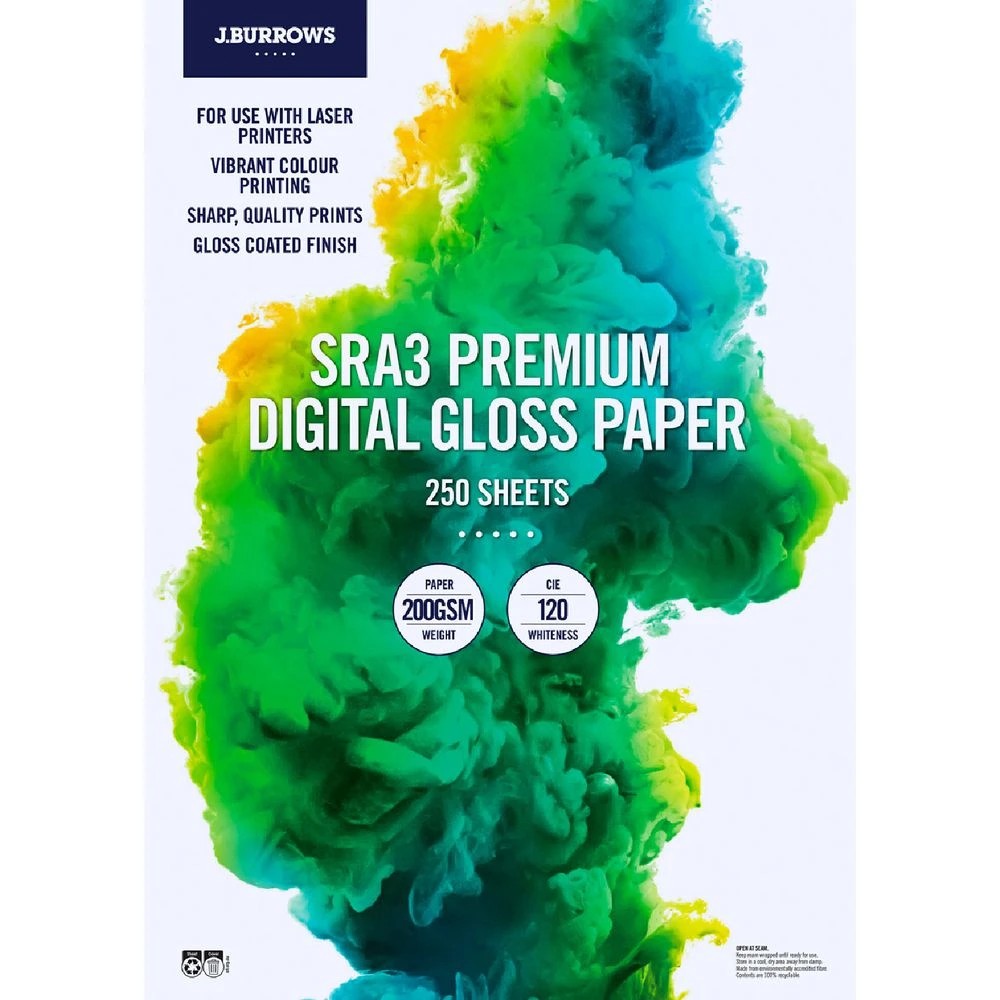 1 J.Burrows SRA3 200gsm Digital Coated Paper Gloss 250 Sheets, 1 of 2