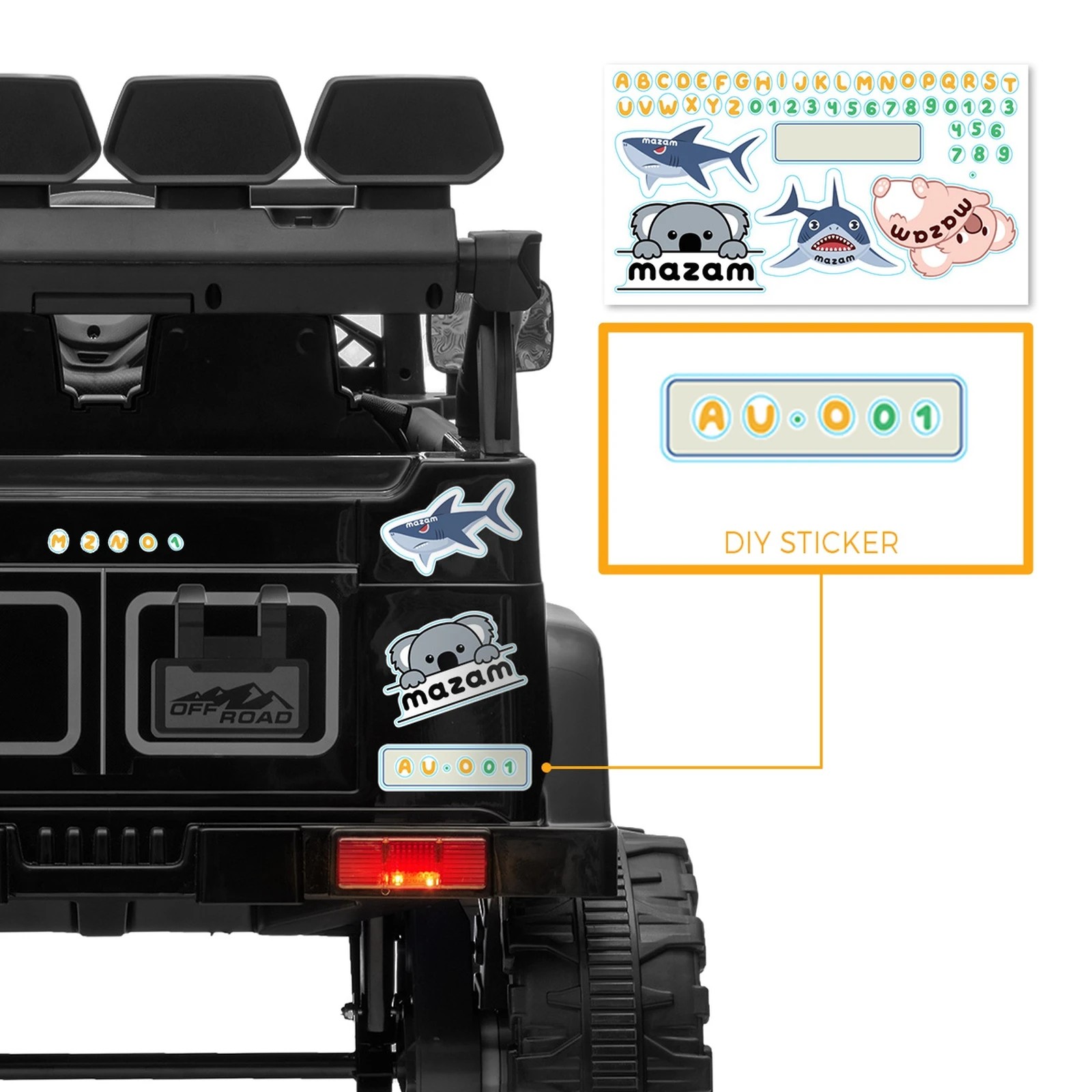 7 Mazam Ride On Car Kids Electric Jeep Bluetooth Light Music Remote Control
 - Black, 7 of 10