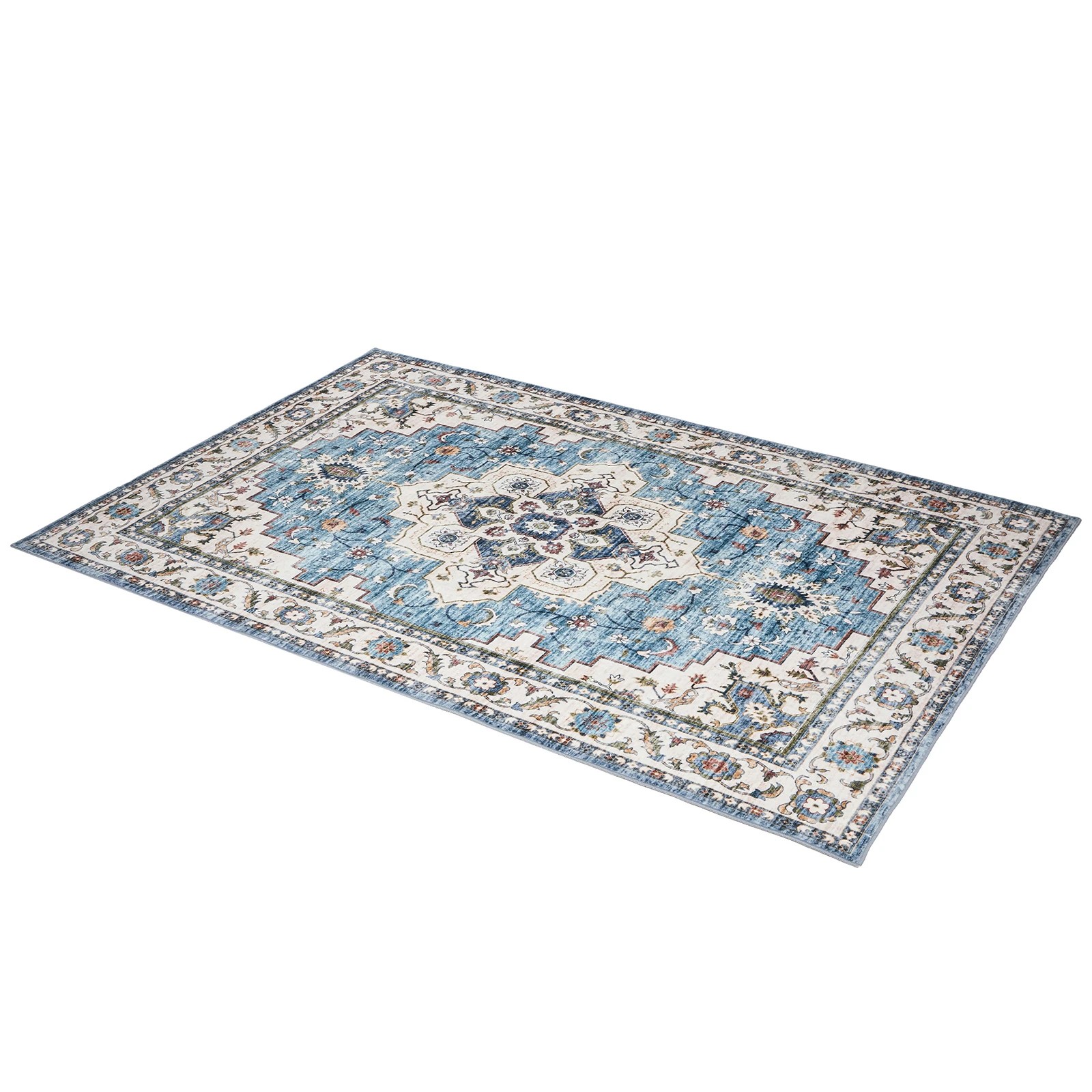3 Oikiture Distressed Blue Persian Rug Washable Non Slip Floor Carpet 160X230cm - Multi, 3 of 8