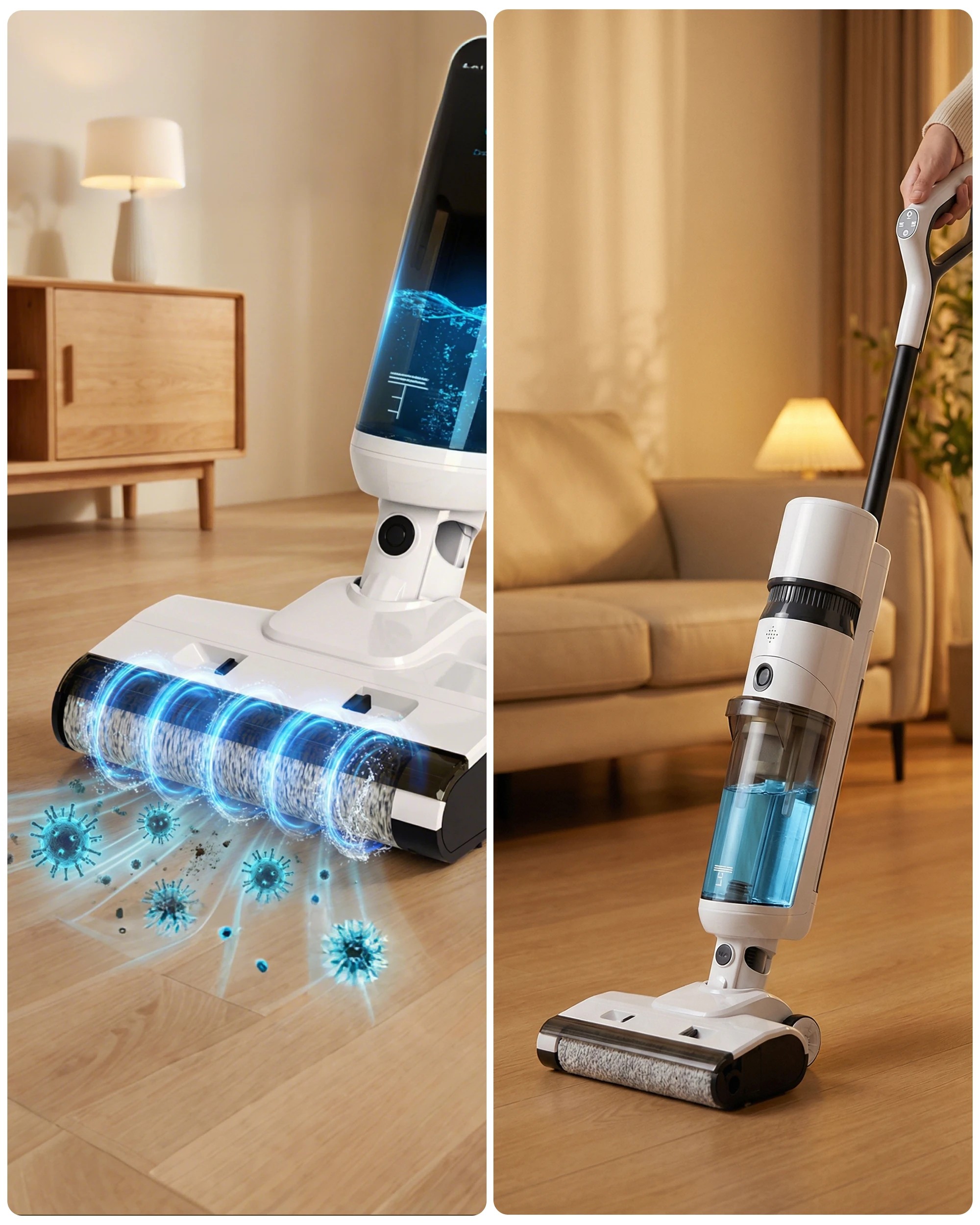4 Advwin Cordless Smart Wet Dry Vacuum Cleaner 180° Lie-Flat For Hard Floor - White, 4 of 6