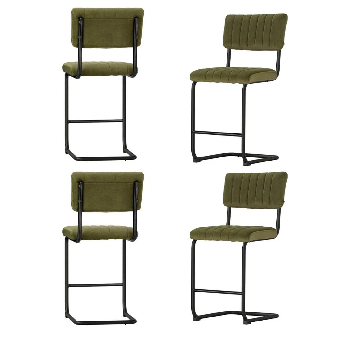 1 Artiss 4x Bar Stools Velvet Chairs Green - Green, 1 of 6