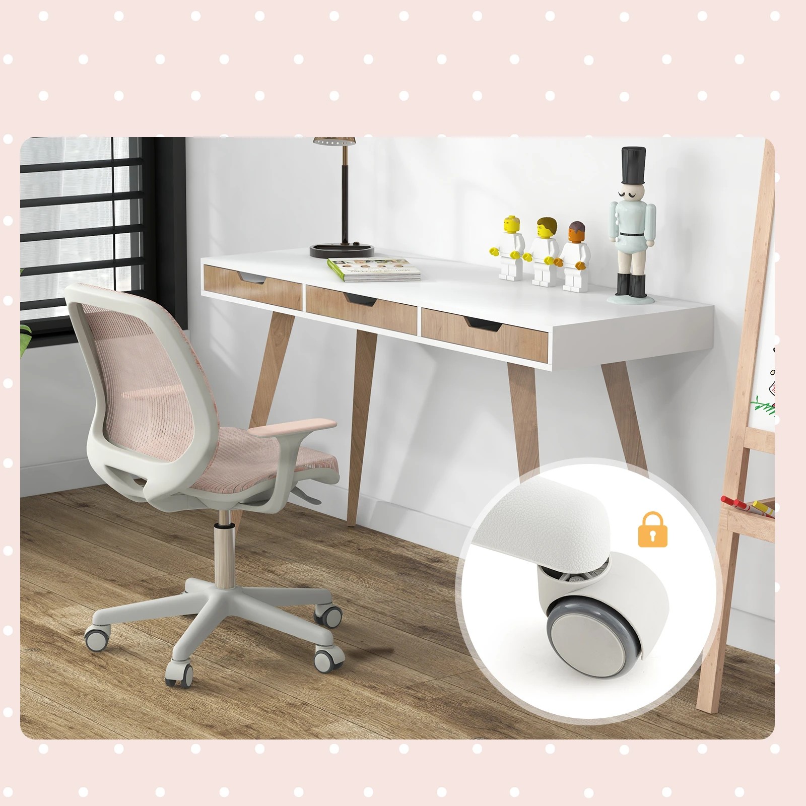 6 Costway Desk Chair Swivel Mesh Chair w/Adjustable Height - Pink, 6 of 6