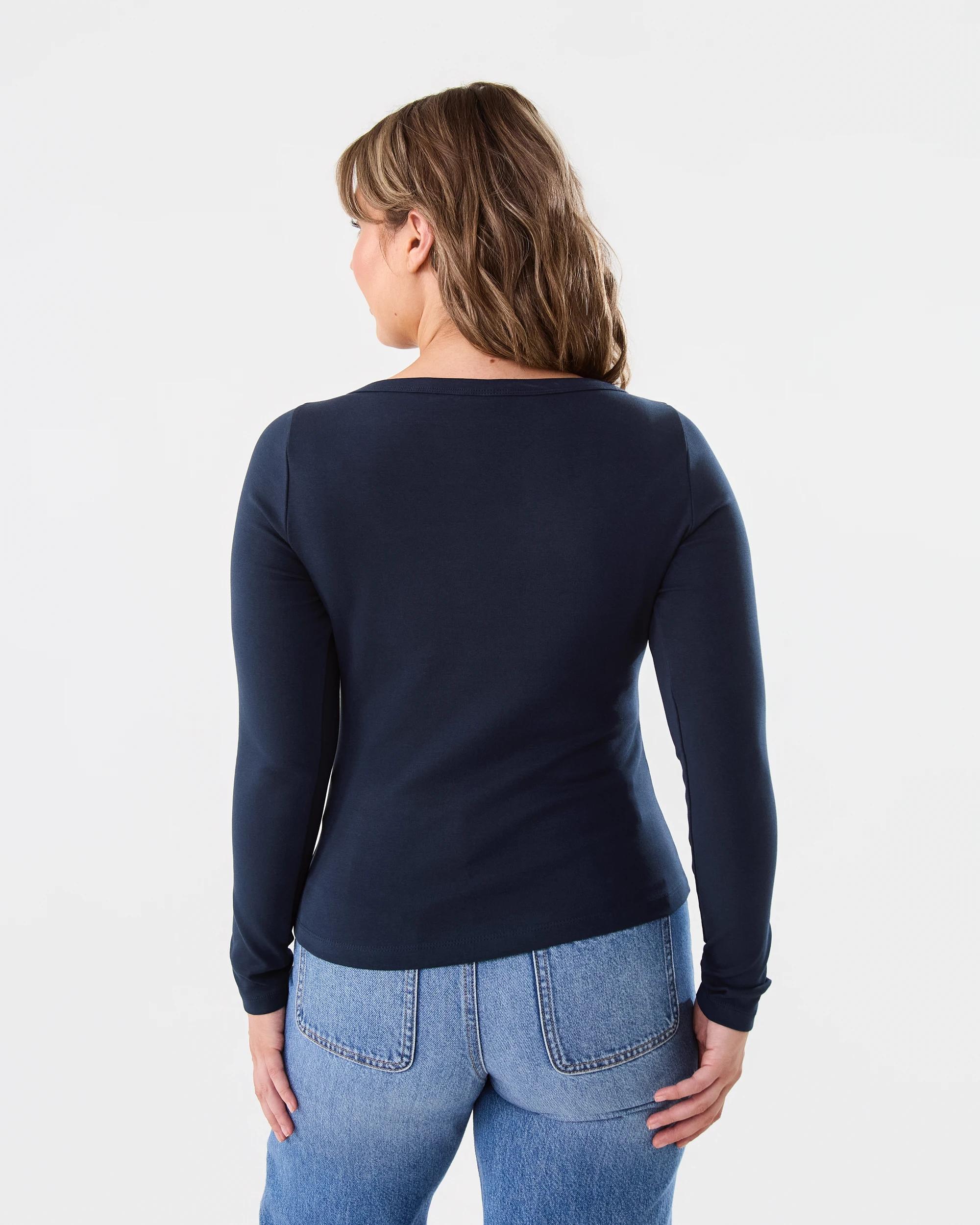 3 Long Sleeve Elevated Boat Neck T-shirt Blu Pcoat, 3 of 5