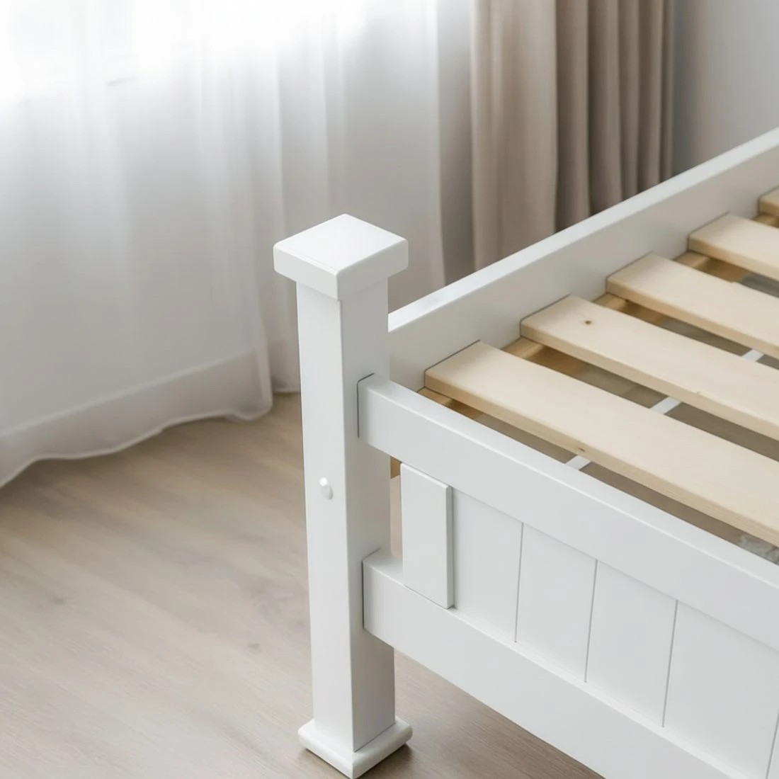 5 Artiss King Single Bed Frame and Bedside - White, 5 of 7