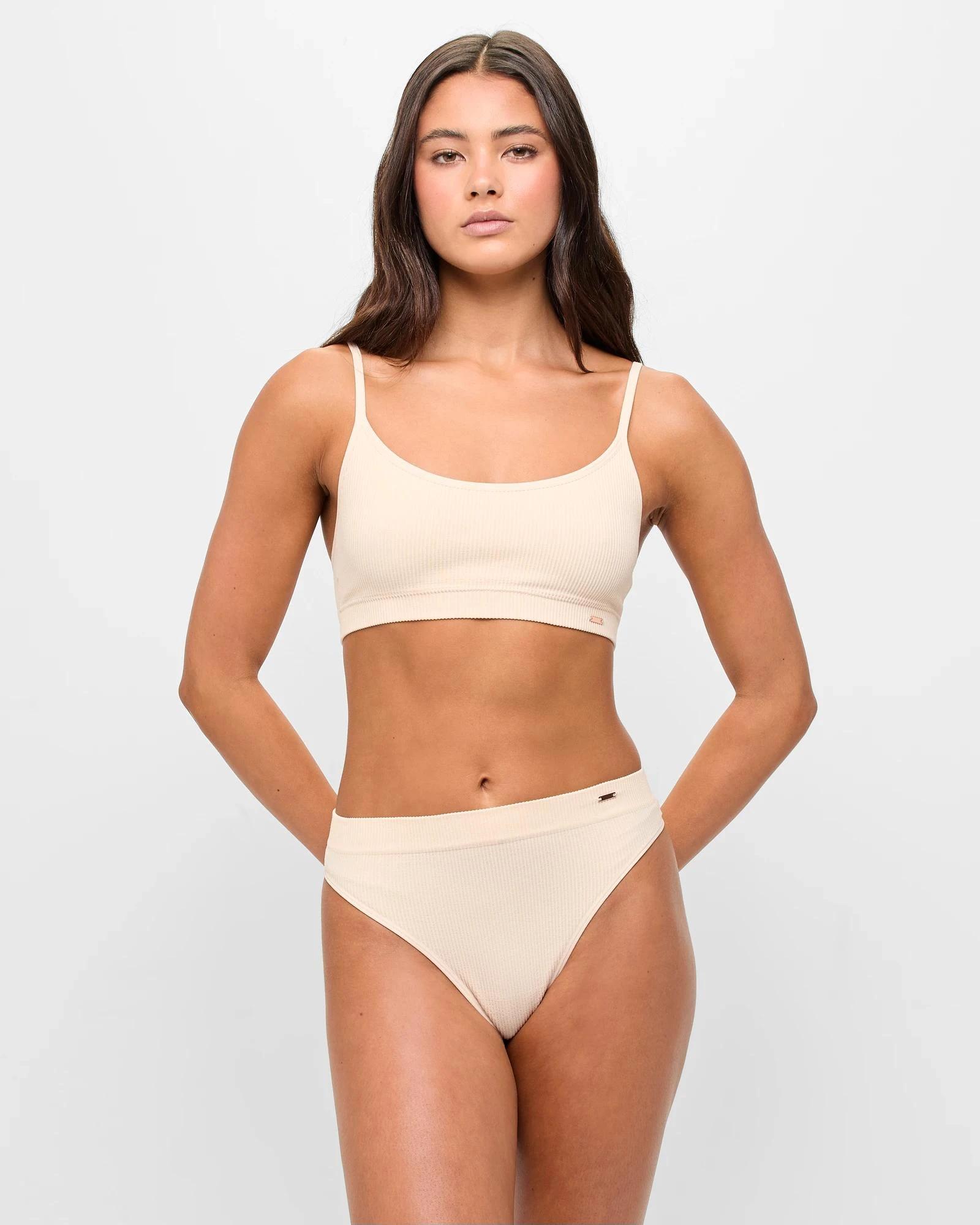 2 Lily Loves Ribbed Seamfree High Waisted G-String Briefs SHELL, 2 of 3