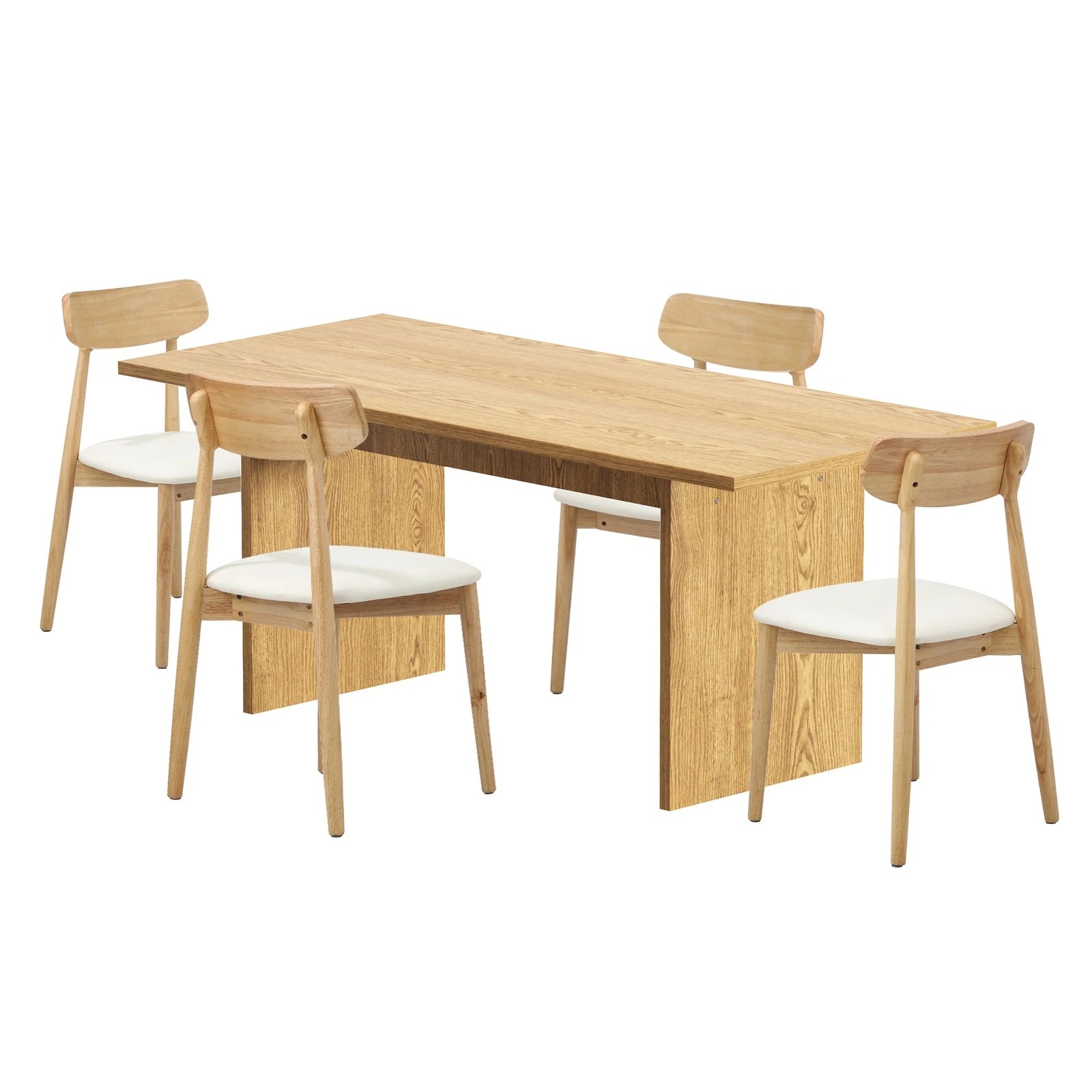 7 Oikiture 4-Seater Dining Table and Chairs Wooden Furniture Set - Natural, 7 of 9