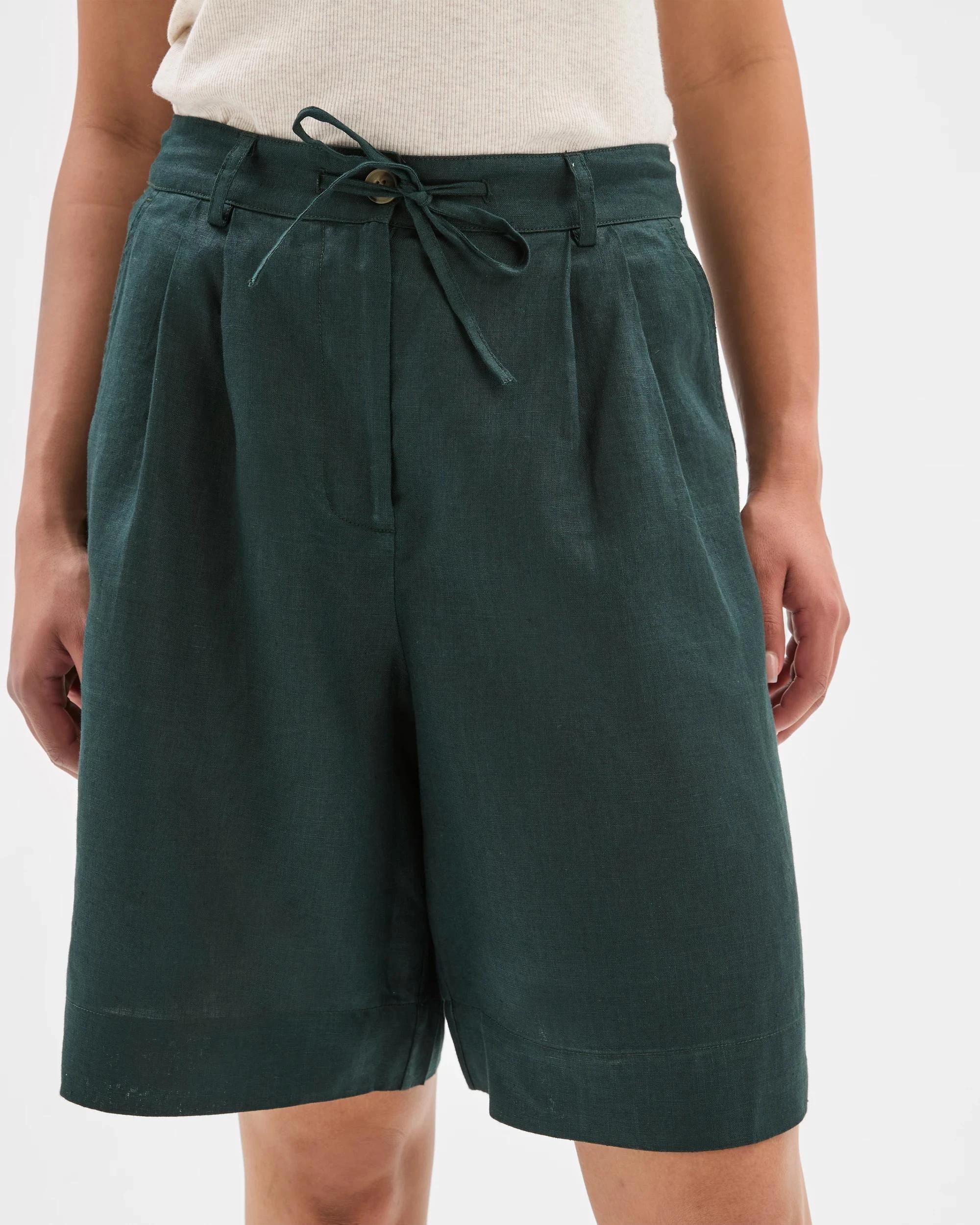 4 Target European Linen Bermuda Shorts MIDNIGHT JADE, 4 of 6