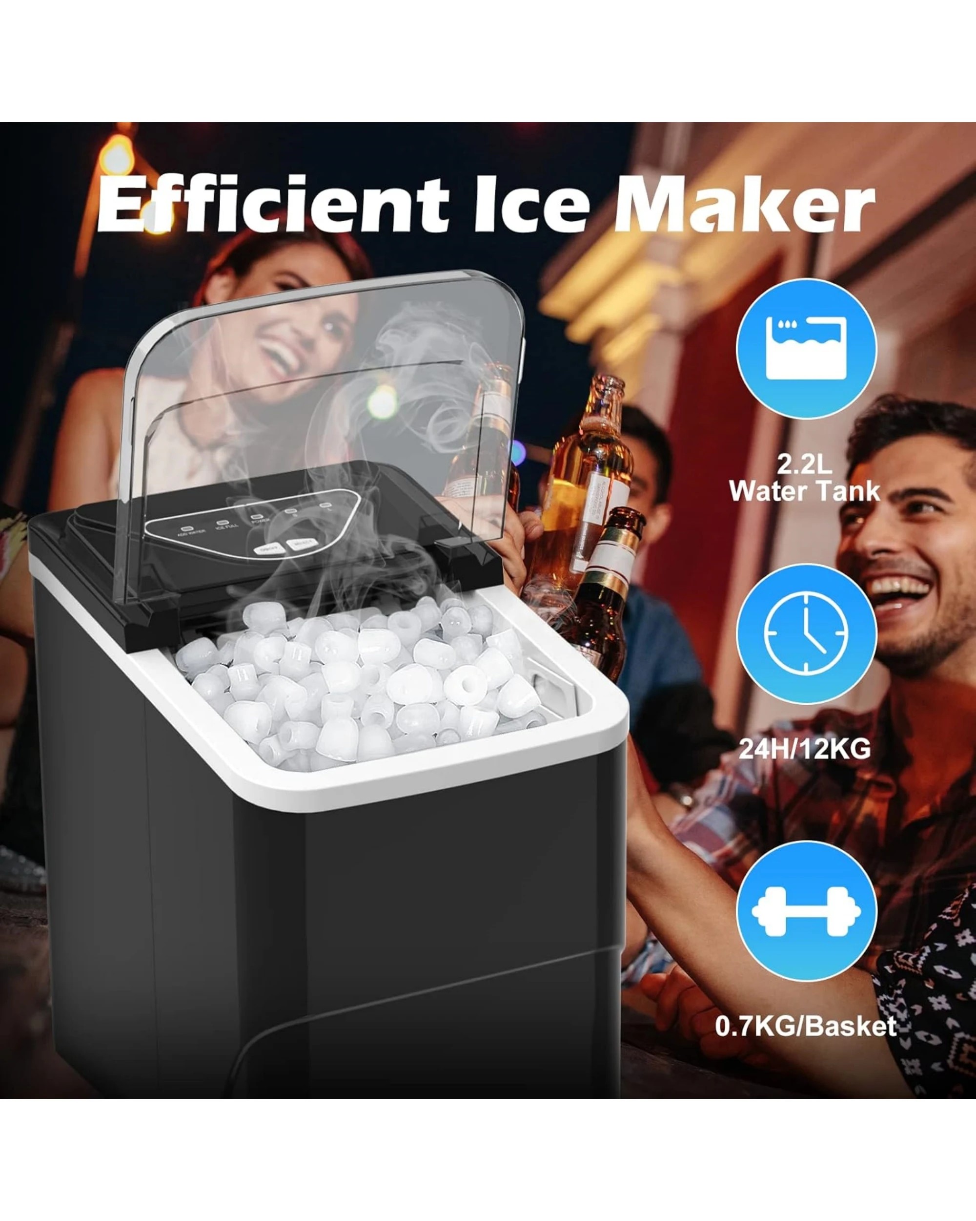 2 Advwin 2.2L Ice Maker Portable Ice Maker Machine With Self-cleaning Function, 2 of 8