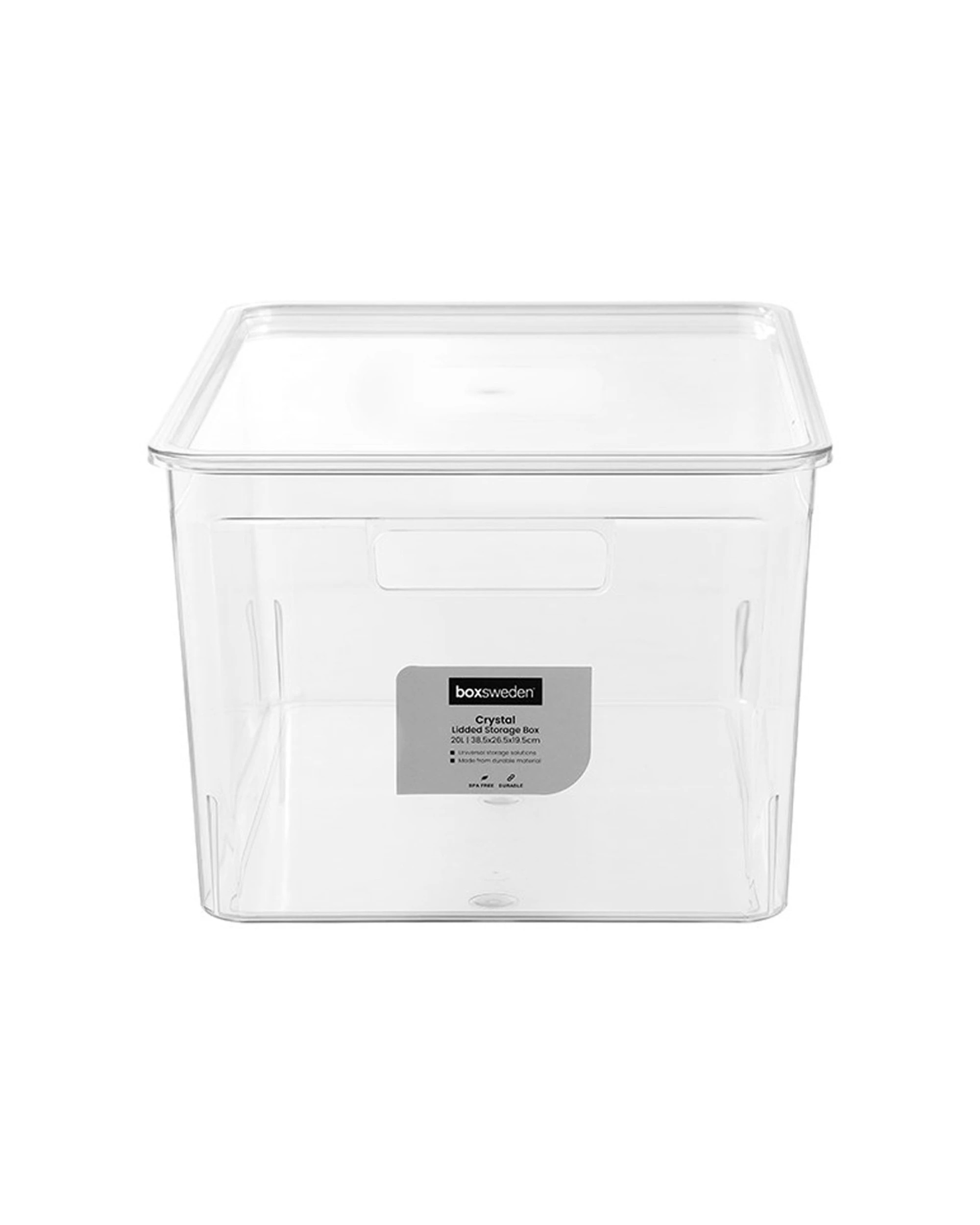 3 Boxsweden Crystal Stackable Lidded Organisation Storage Box 20L - Clear, 3 of 9