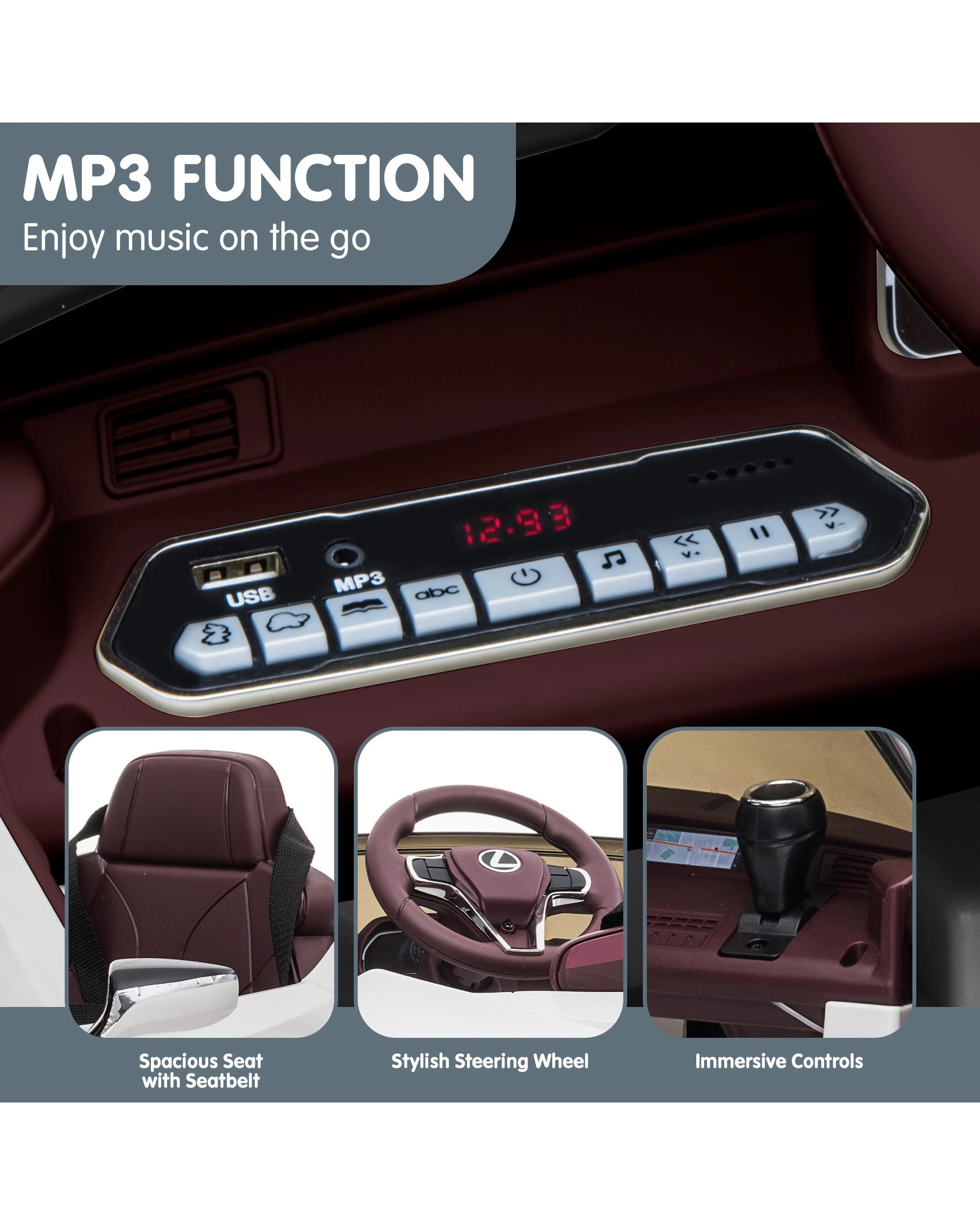 5 Kahuna Licensed Lexus LC 500 Kids Electric Ride On Car - White, 5 of 10