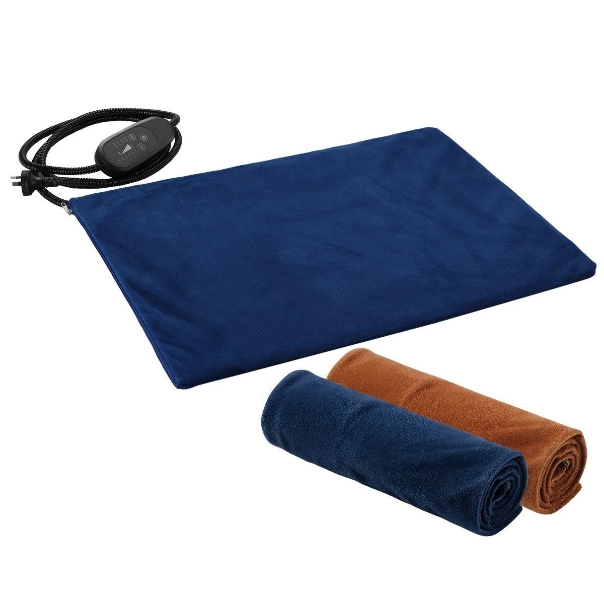 2 Pet Scene Pet Heating Pad Heated Cat Dog Bed with Blue & Brown Covers Included, 2 of 2