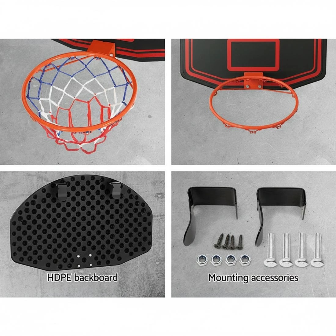 6 Everfit 38" Basketball Hoop Backboard Door Wall Mounted Ring Net Sports - Multi, 6 of 7