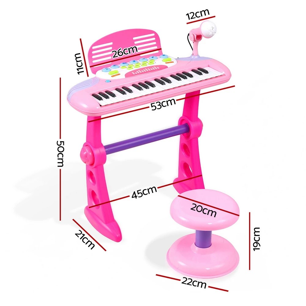 2 Keezi Kids Piano Keyboard 37 Keys Electronic Musical Instrument Set w/ Stool Microphone - Pink, 2 of 2