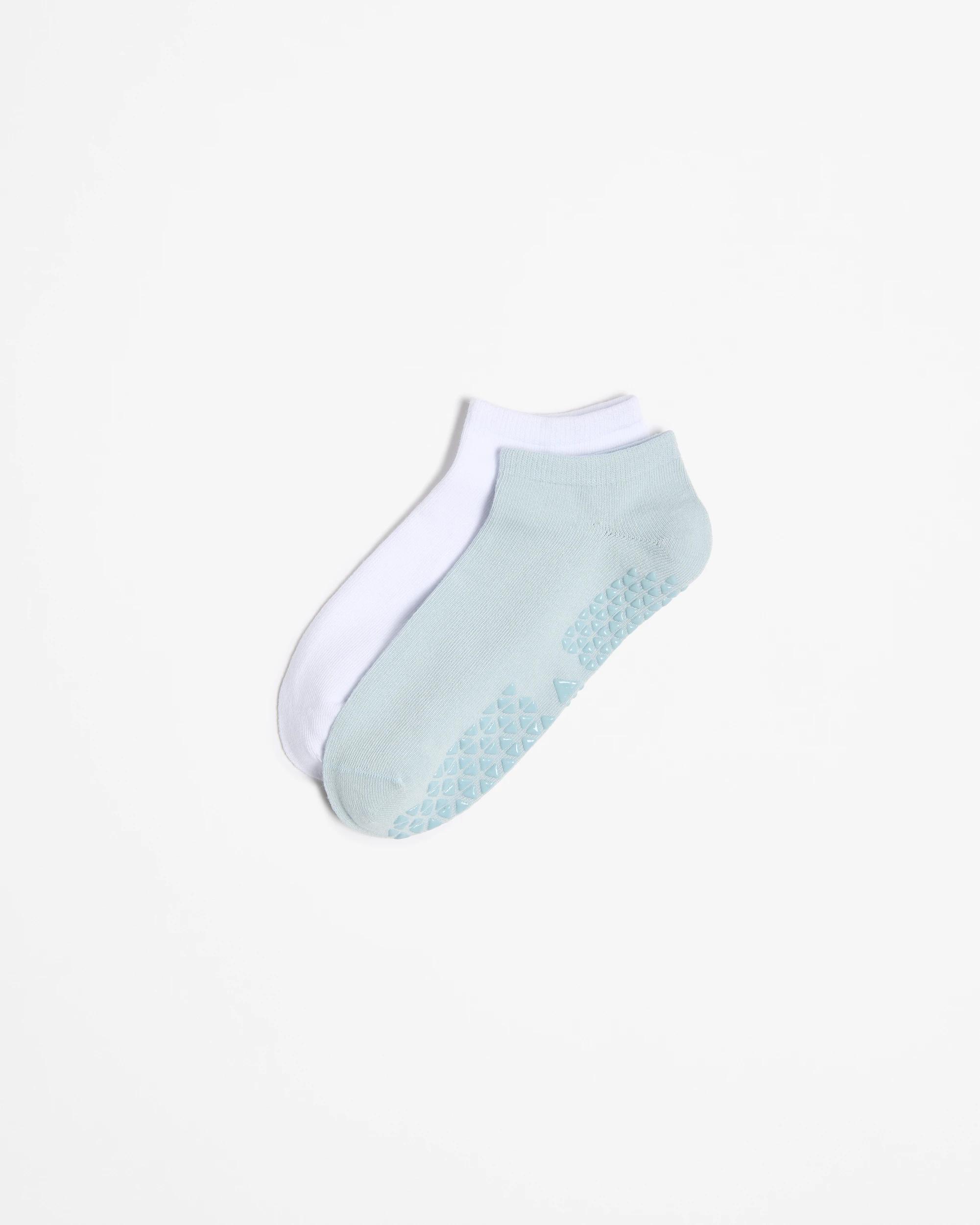 1 Target Active Australian Cotton Blend Pilates Grip Socks 2 Pack BLUE + WHITE, 1 of 3