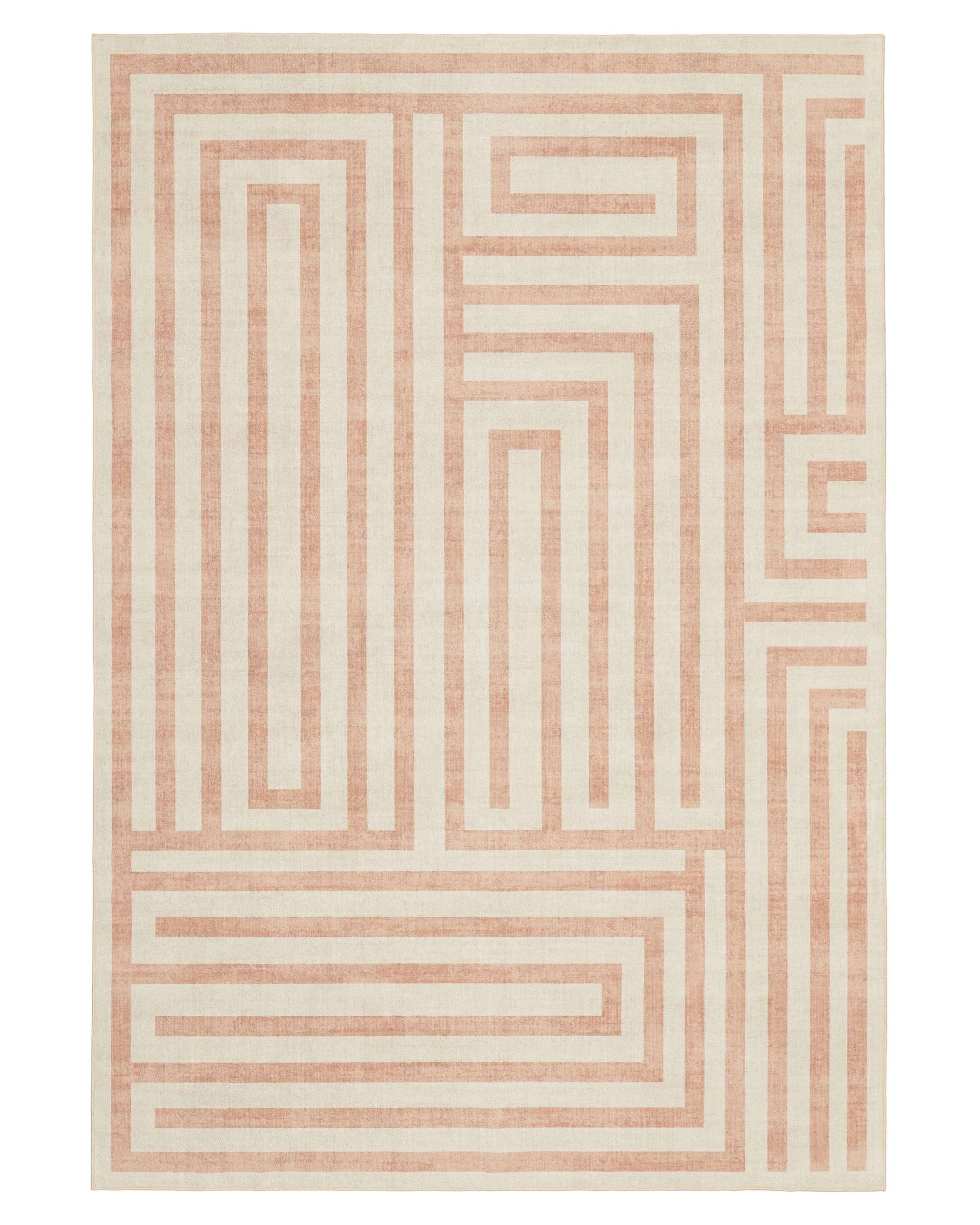 1 Loopsie Makini Geometric Washable Rug-290cm x 200cm - Beige, 1 of 8