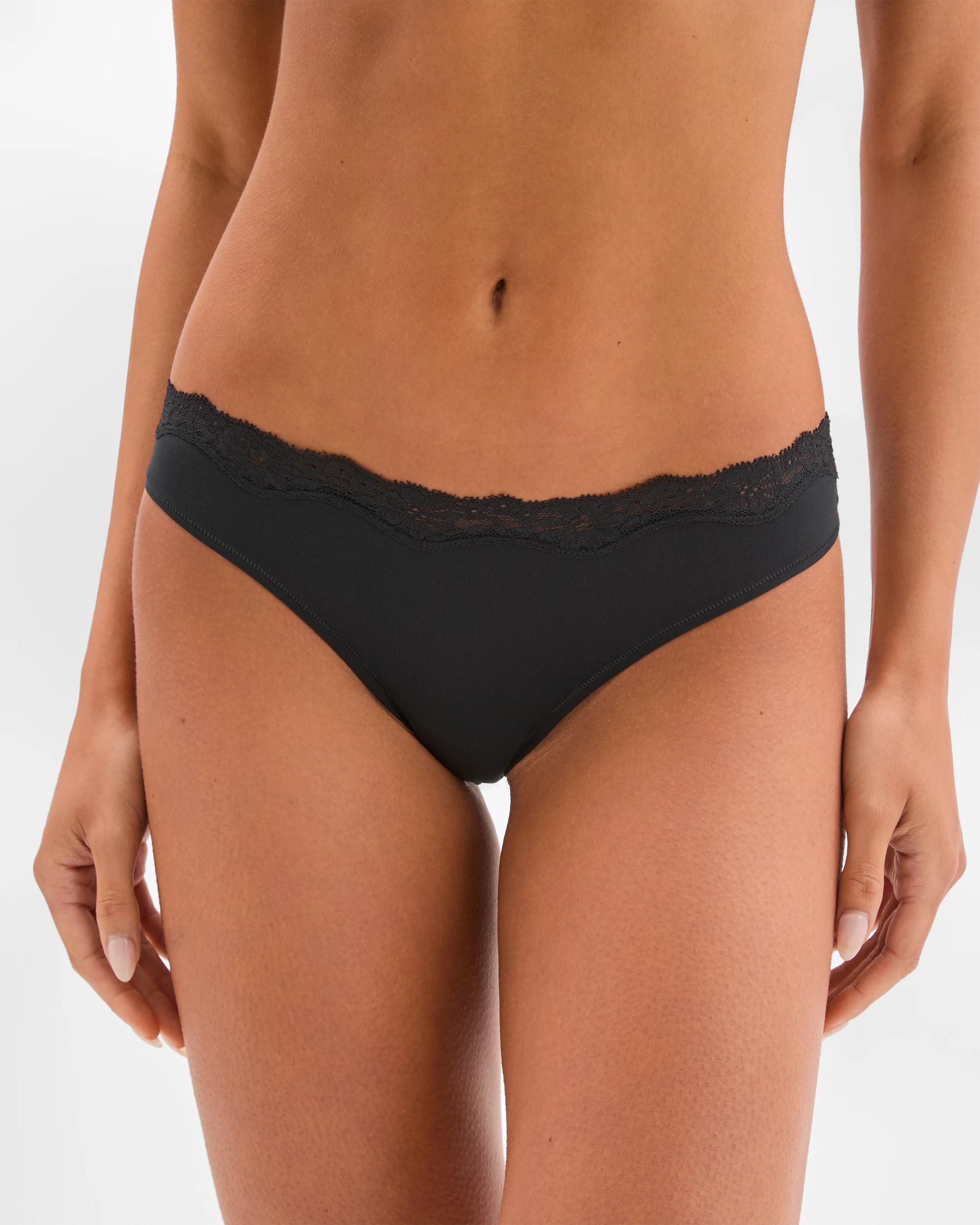 1 Bonds Womens Bases Flex Lace G-String Briefs BLACK, 1 of 4