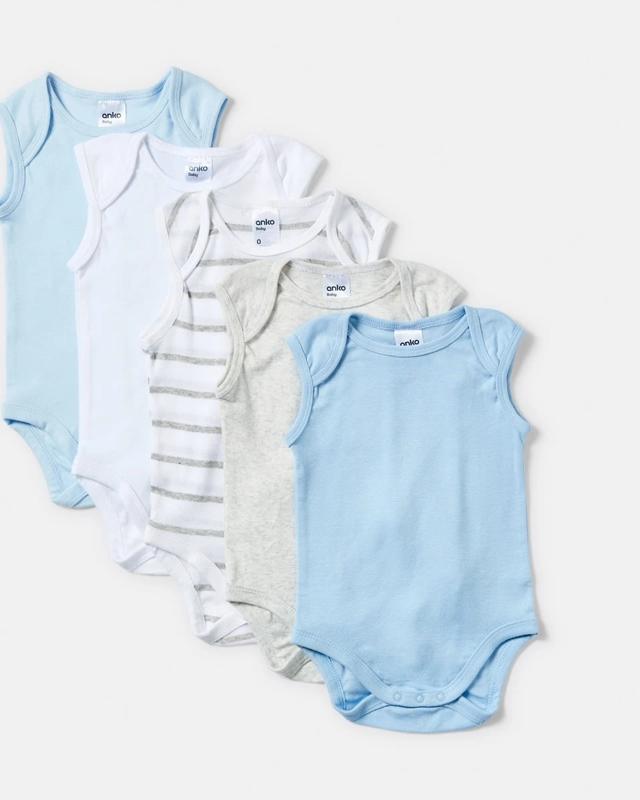 5 Pack Cotton Sleeveless Bodys