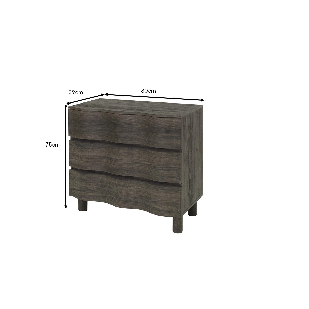 8 Ripple 3 Drawer Chest - Walnut, 8 of 8