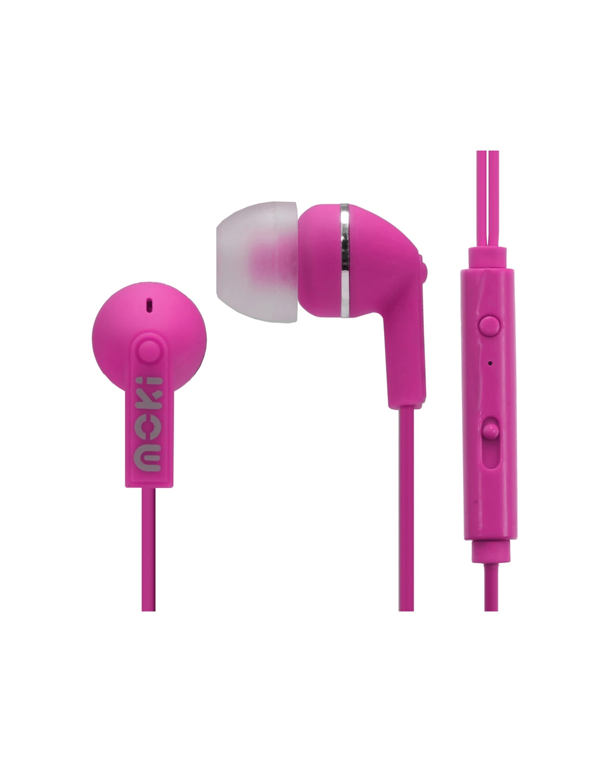 1 Moki Noise Isolation With Mic And Control Earphones Ergonomic 9mm Drivers - Pink, 1 of 1