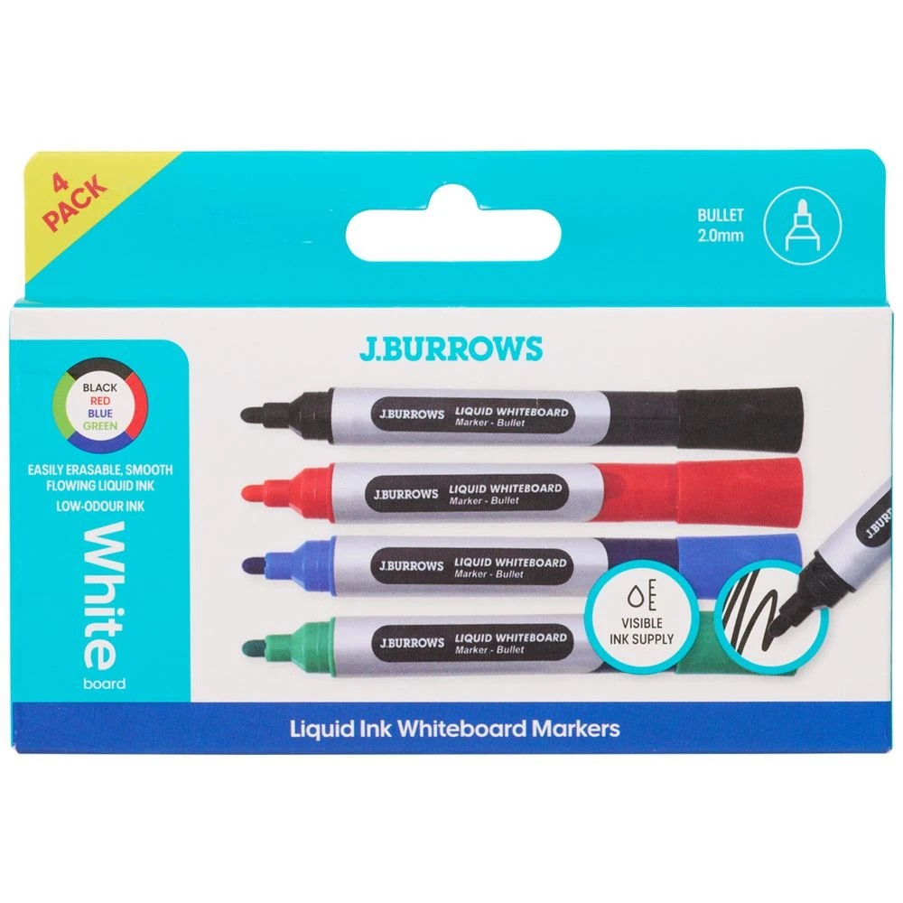 1 J.Burrows Liquid Dry Ease Marker 2mm Assorted 4 Pack, 1 of 1