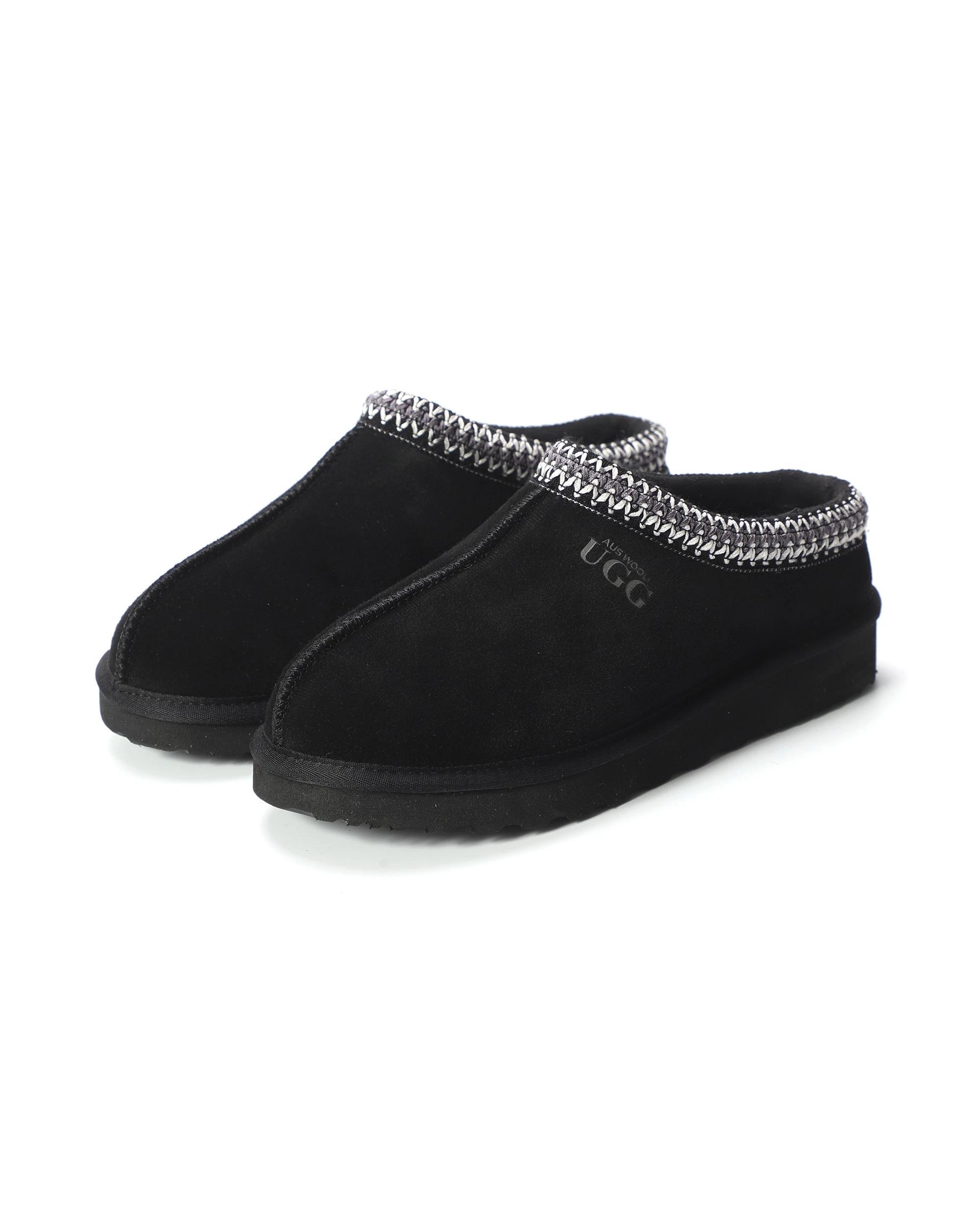 5 AUS WOOLI Sheepskin Ankle Braid Croydon UGG Slippers BLACK, 5 of 6