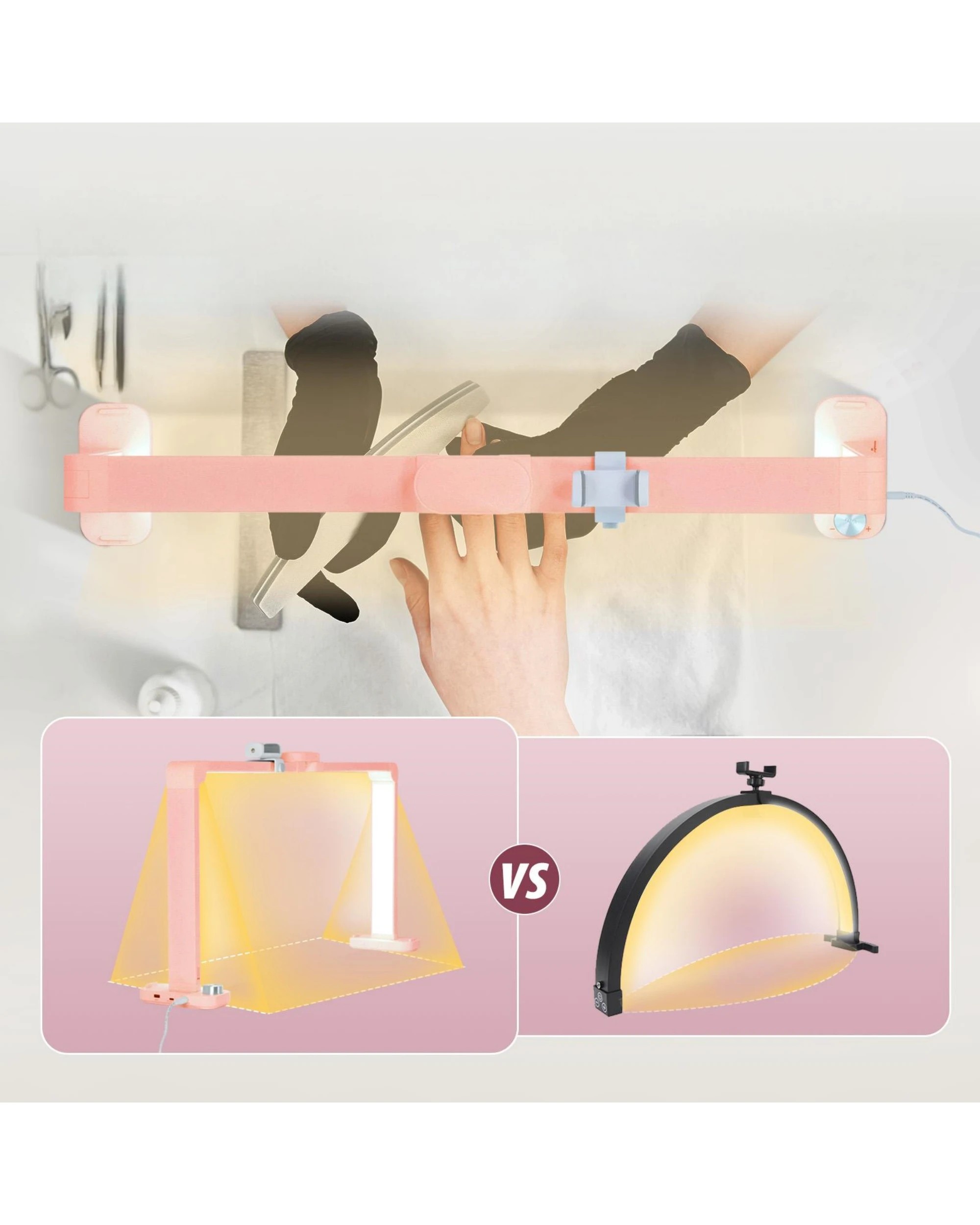 5 Advwin Foldable Nail Tech Lamp for Desk - Pink, 5 of 8