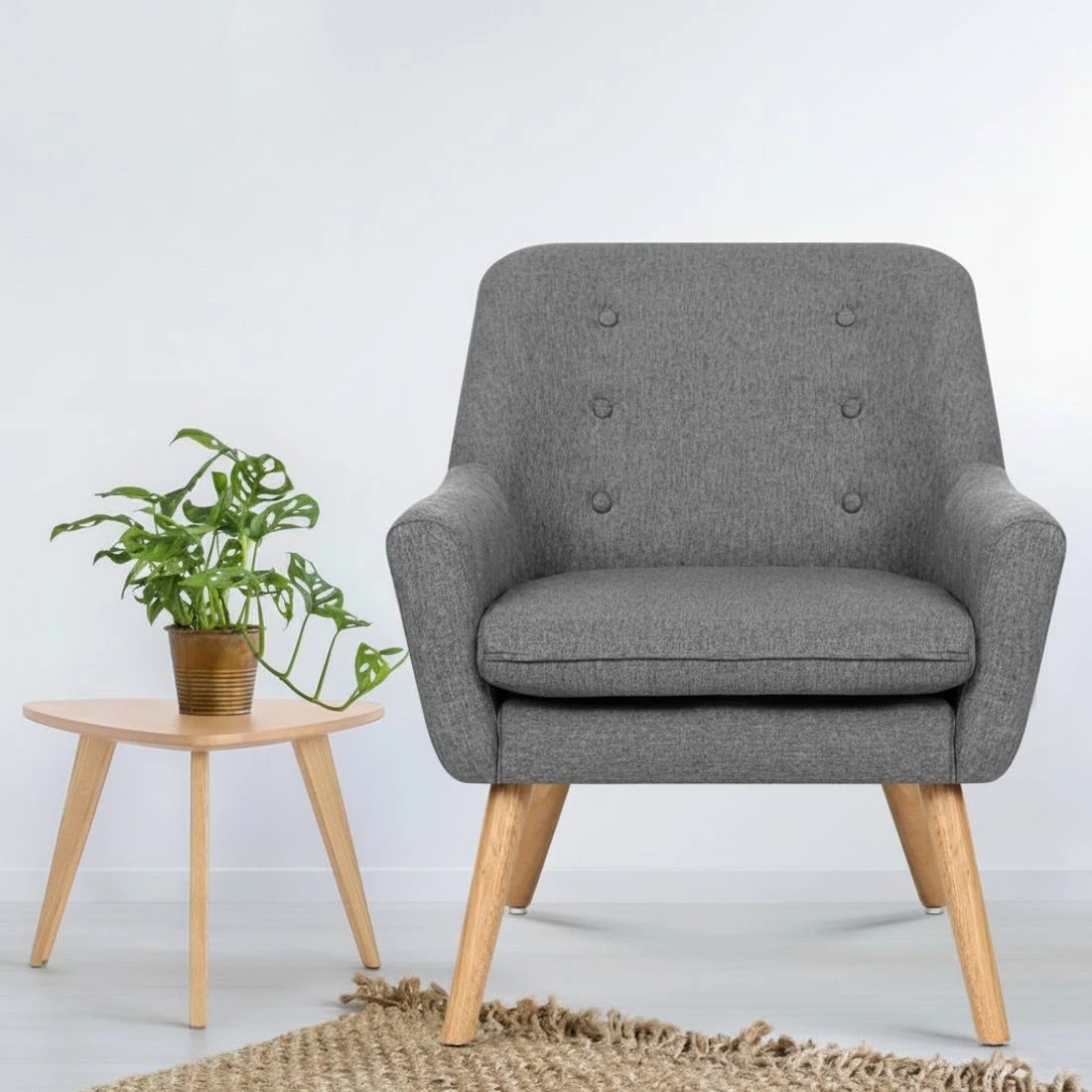 6 Artiss Armchair Lounge Chair Accent Tub Chair - Grey, 6 of 7