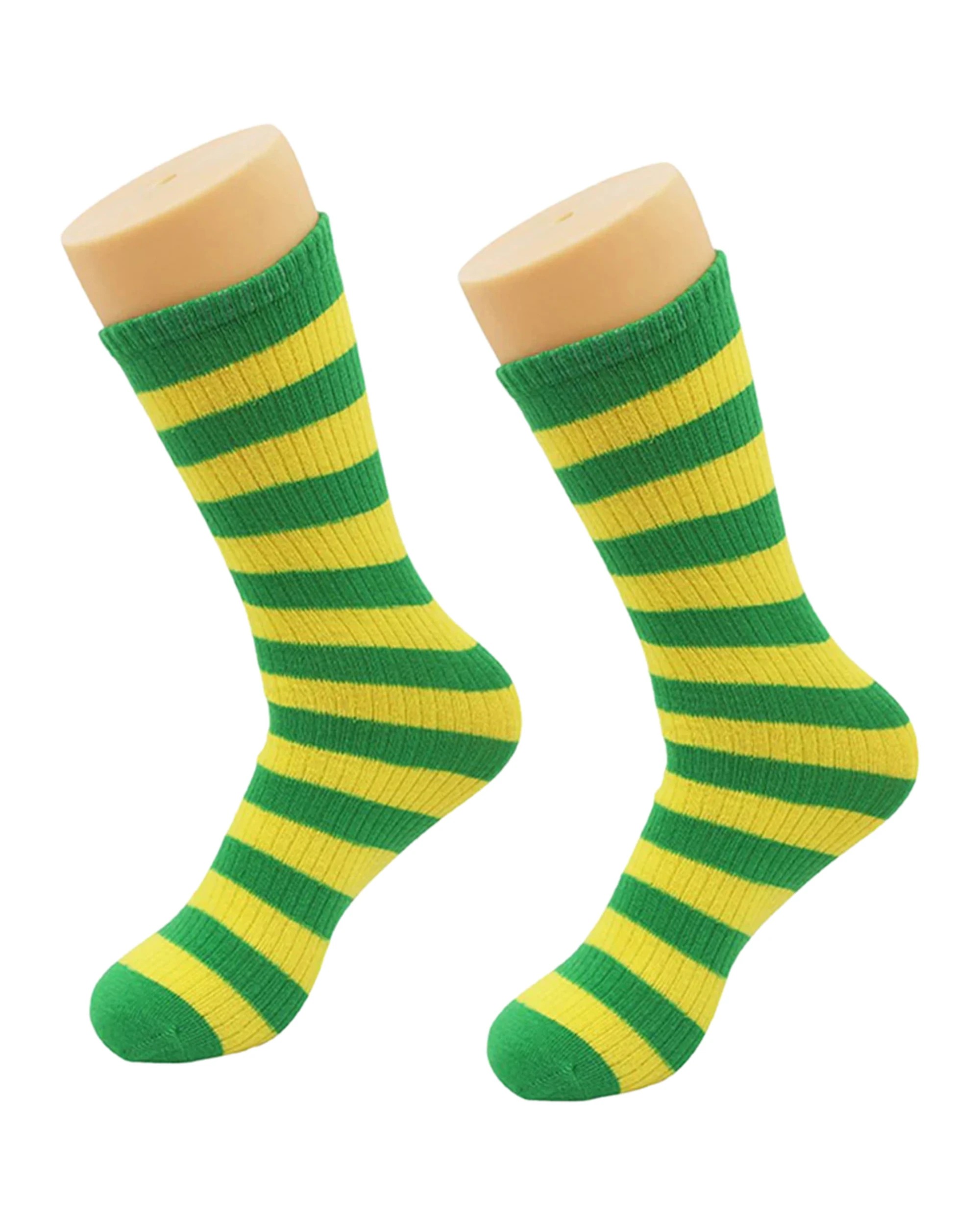 2 Party Planet Two Colour Striped Crew Socks 1 Pair - Green, 2 of 3