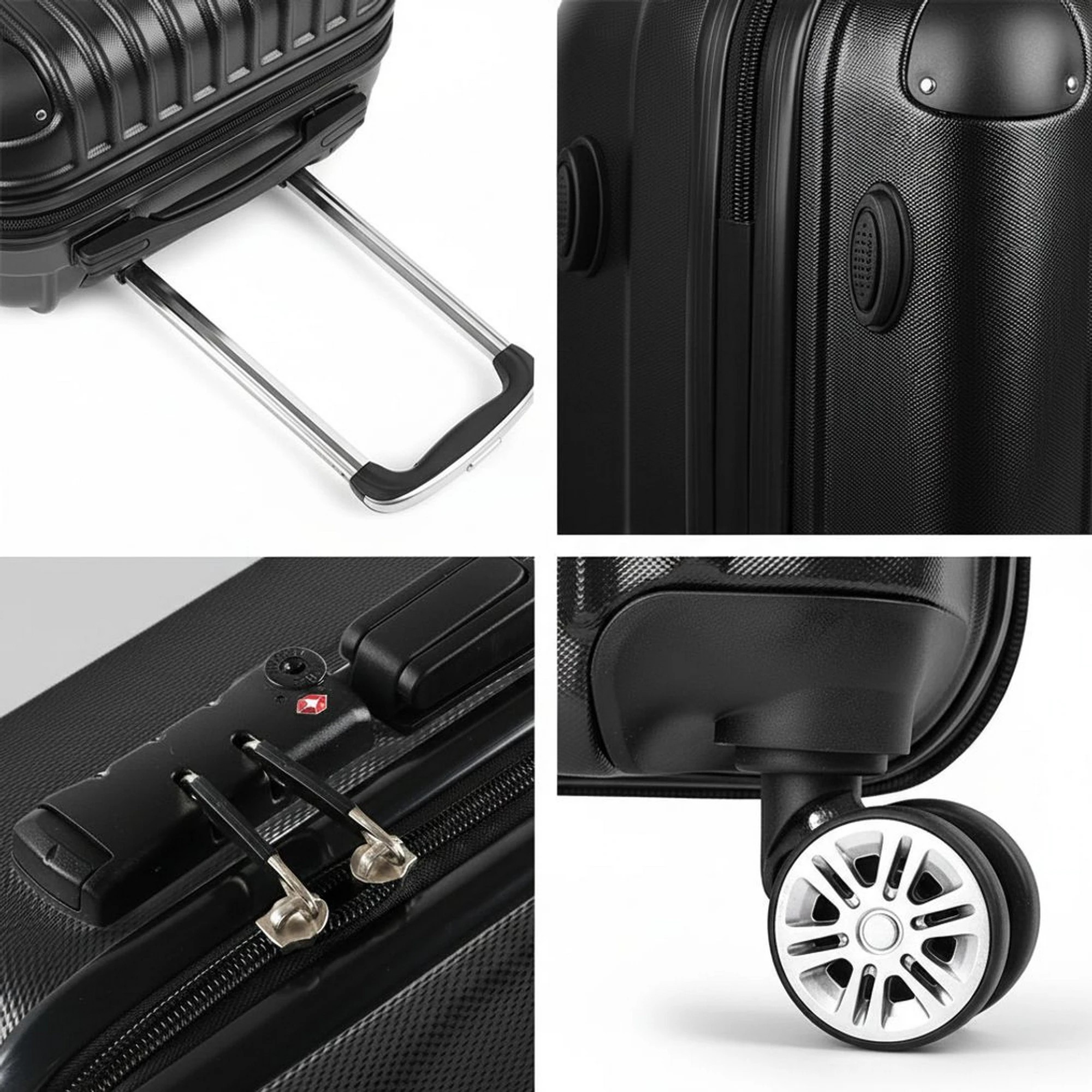 7 Wanderlite 28" 75cm Luggage Trolley Travel Set Suitcase Carry On Hard Case TSA Lock - Black, 7 of 8