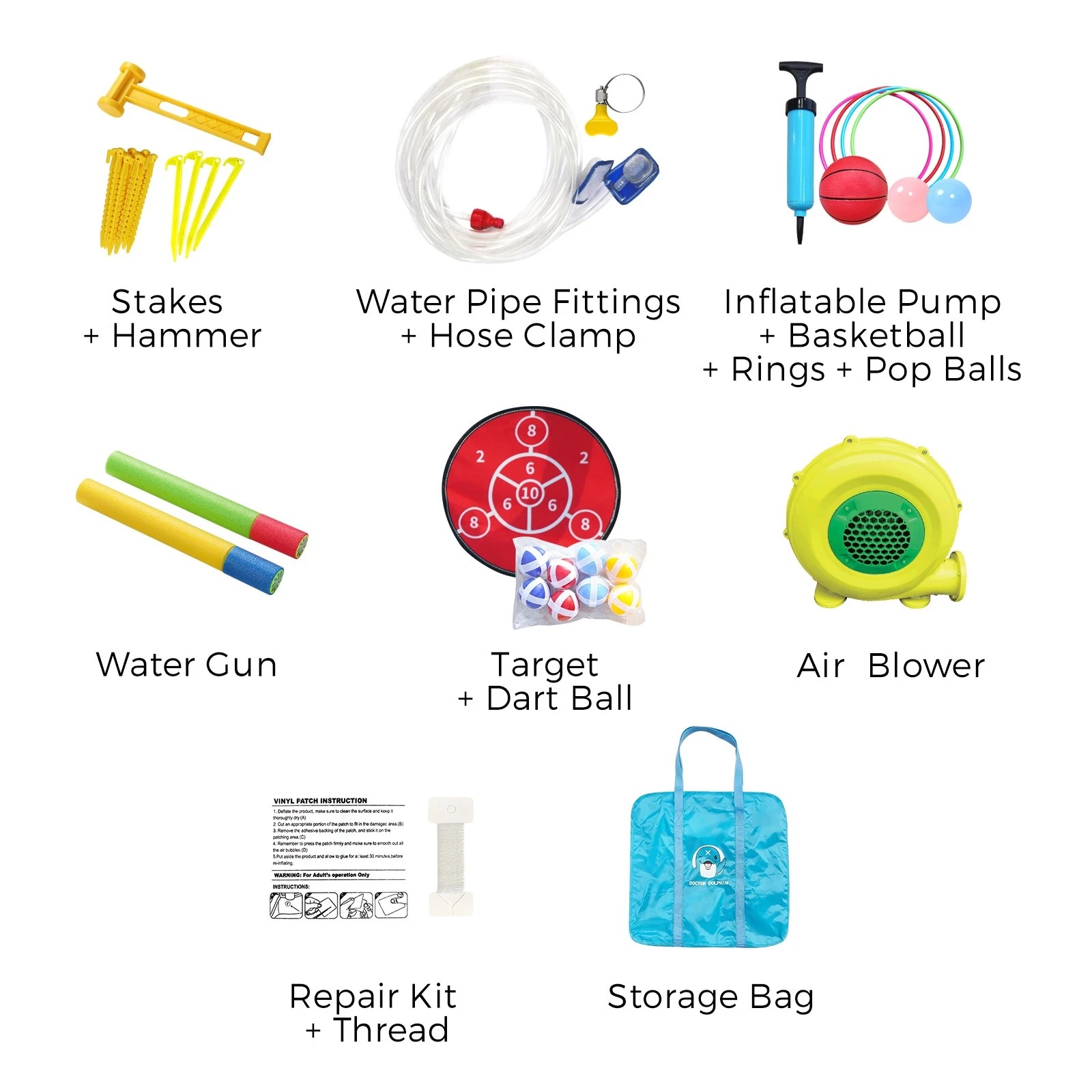 3 Doctor Dolphin 10-in-1 Inflatable Water Park Jumping Castle Bounce Pool Blower
 - Multi, 3 of 9