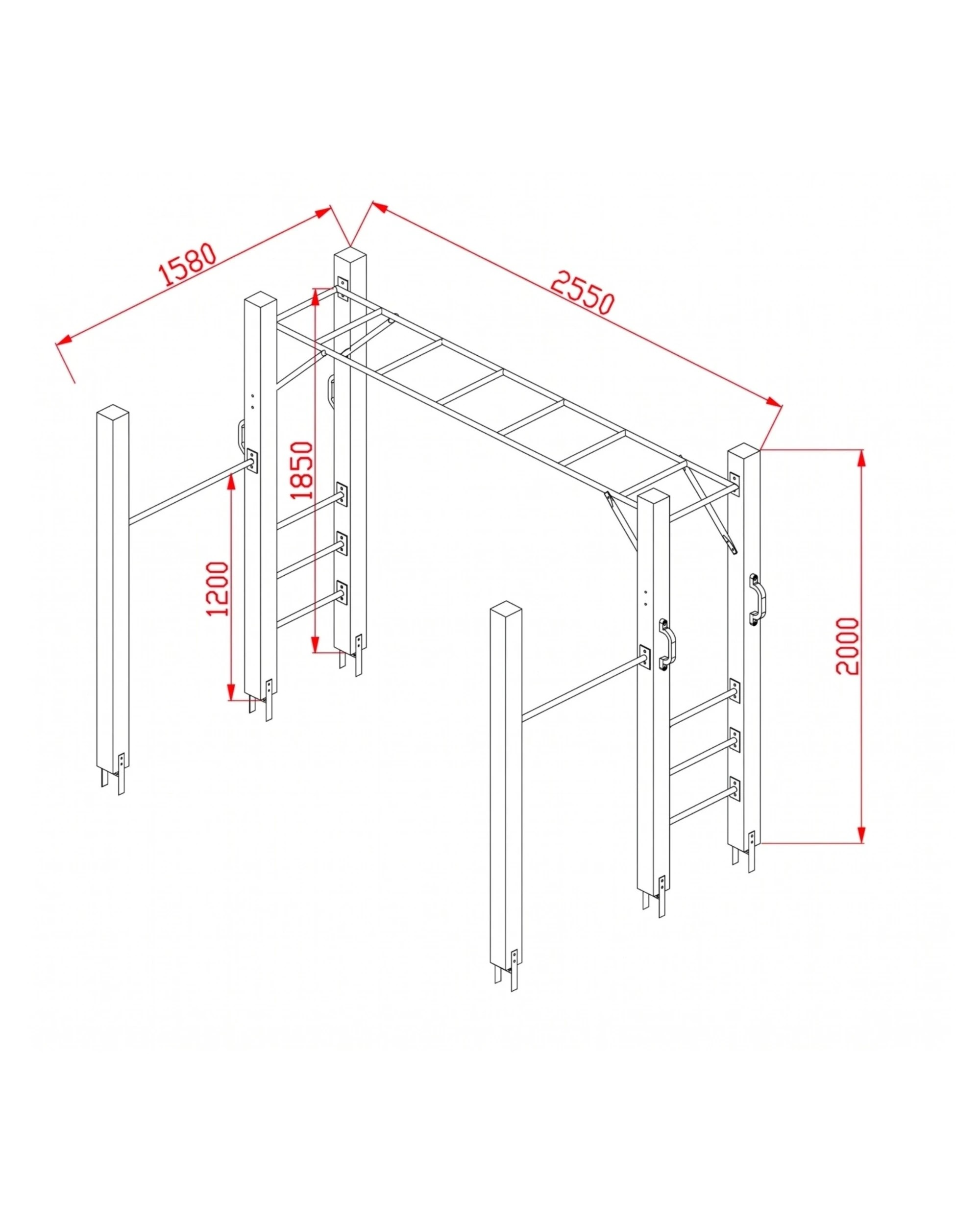 3 Hide & Seek Kids Monkey Bars - Adjustable Height - Sage - Green, 3 of 4