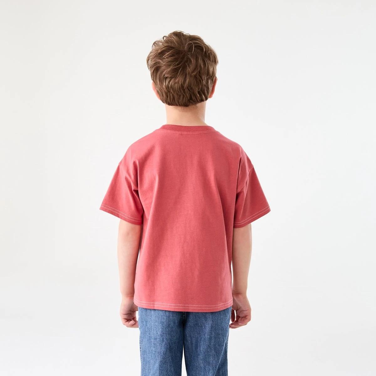 2 Short Sleeve Oversized Print T-shirt VARSITY TOP STITCH WASHED RED, 2 of 6