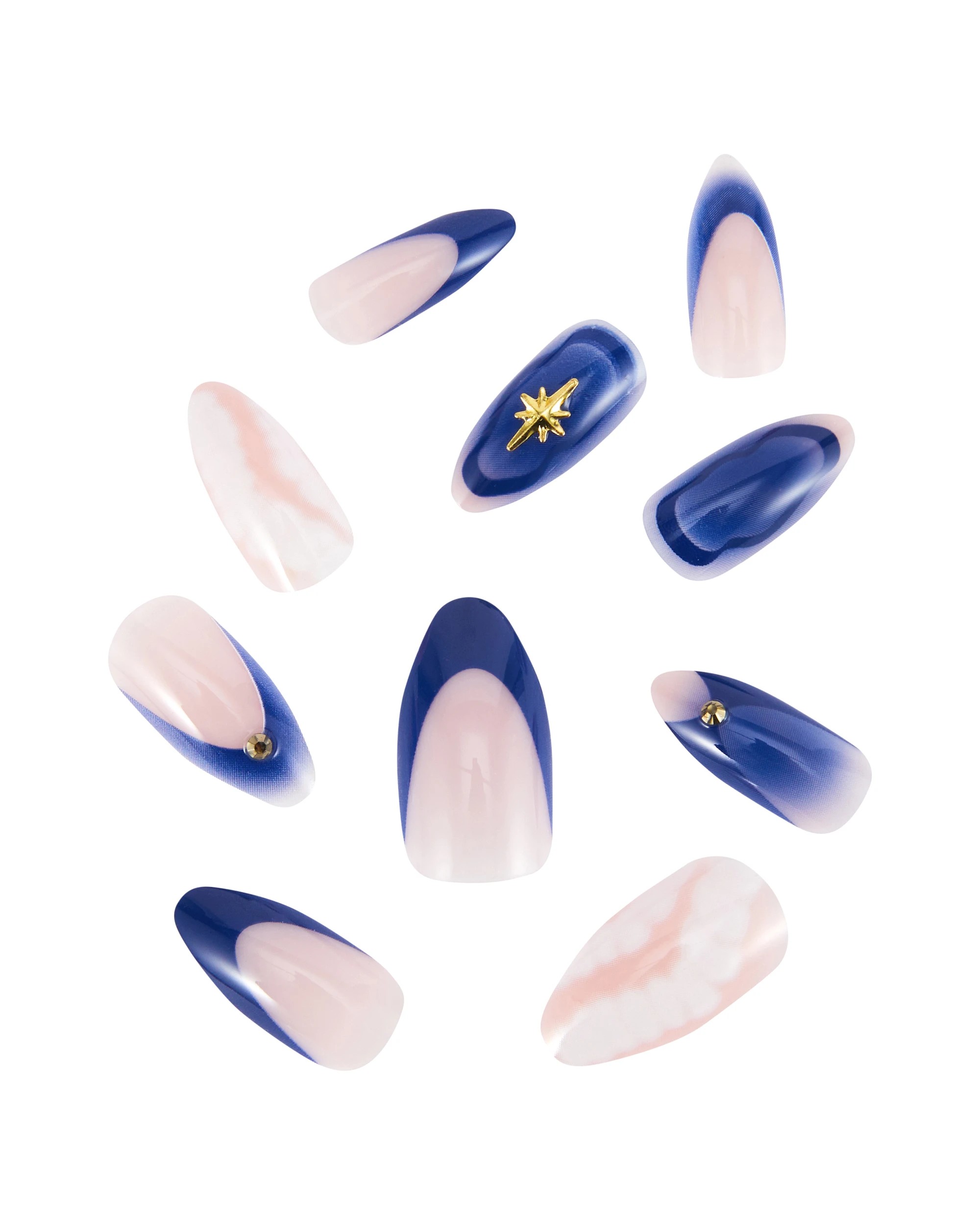 2 OXX Cosmetics 24 Pack Artificial Nails with Adhesive - Stiletto Shape, Midnight Stars, 2 of 4