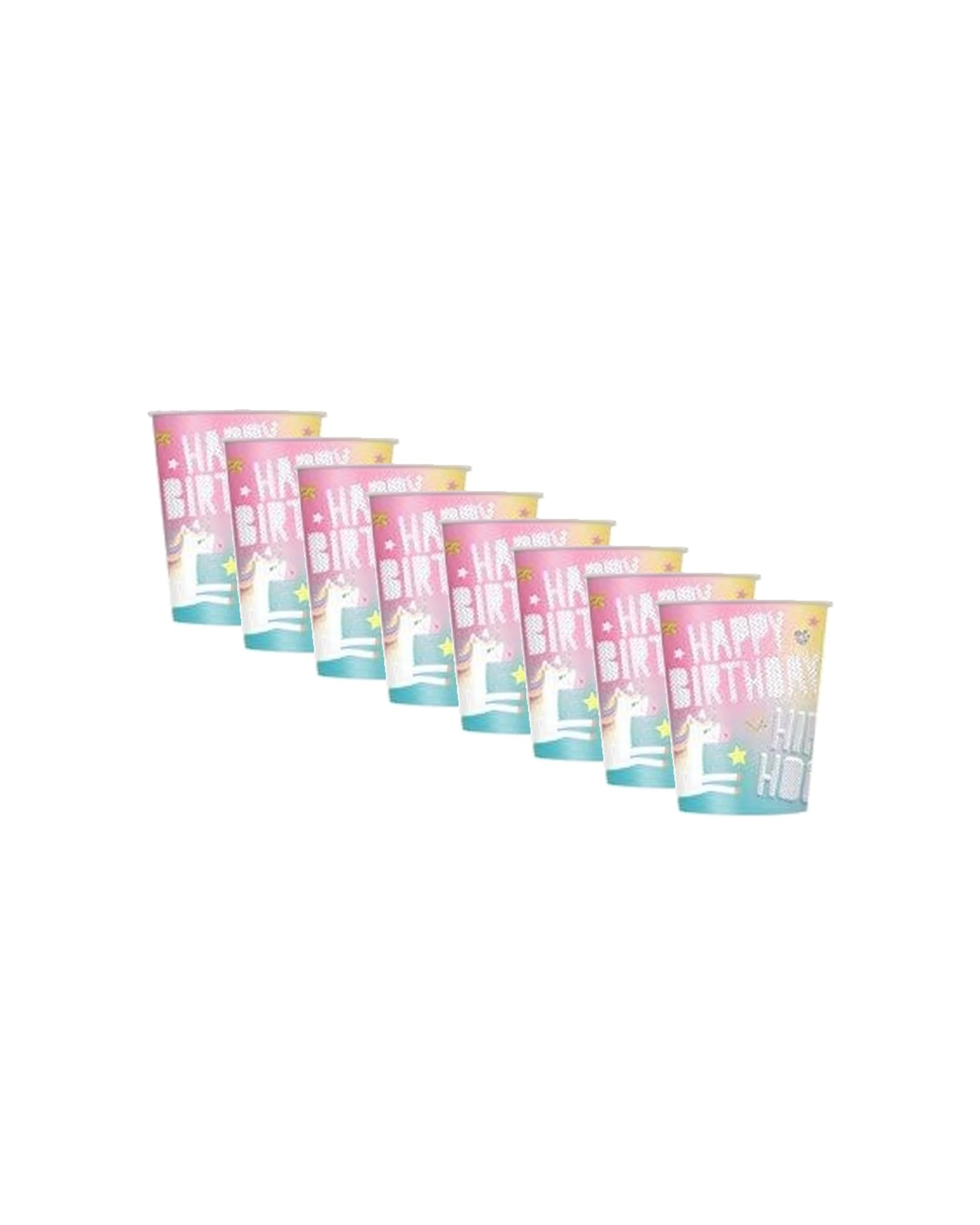 1 Meteor Party 8pc Disposable 9oz Paper Cups Tableware Unicorn 266mL - Pink, 1 of 1