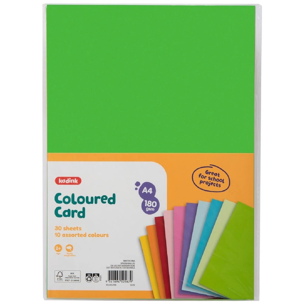 1 Kadink A4 Coloured Card 180gsm 30 Pack, 1 of 2