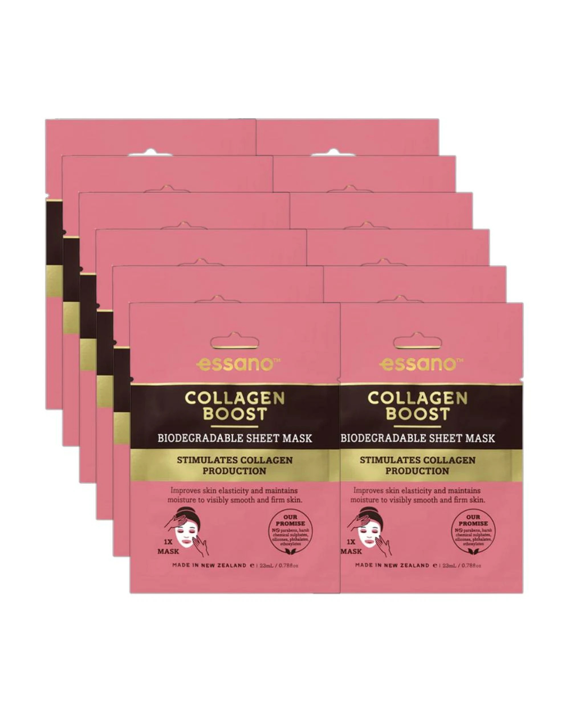 1 12 x Essano Collagen Boost Biodegradable Sheet Face Mask 23mL, 1 of 5
