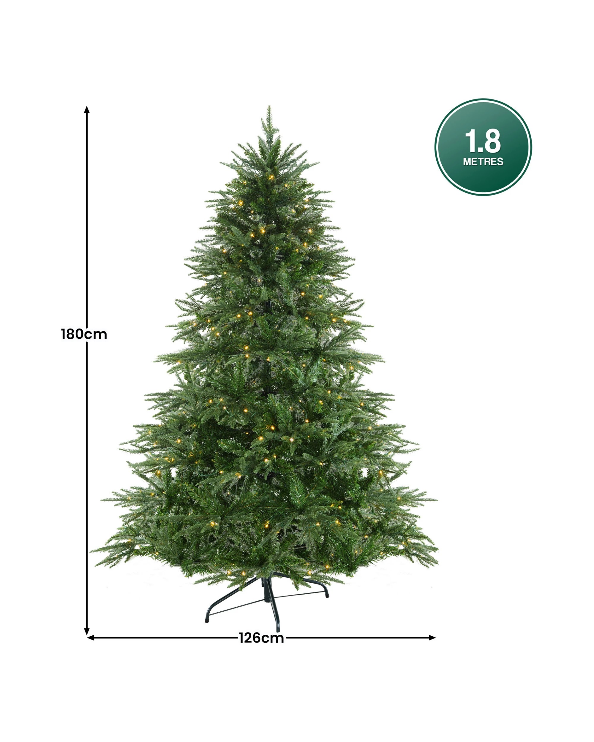 2 Christabelle 1.8m Prelit Everglow Fir Christmas Tree with 300 LED Lights - Green, 2 of 9