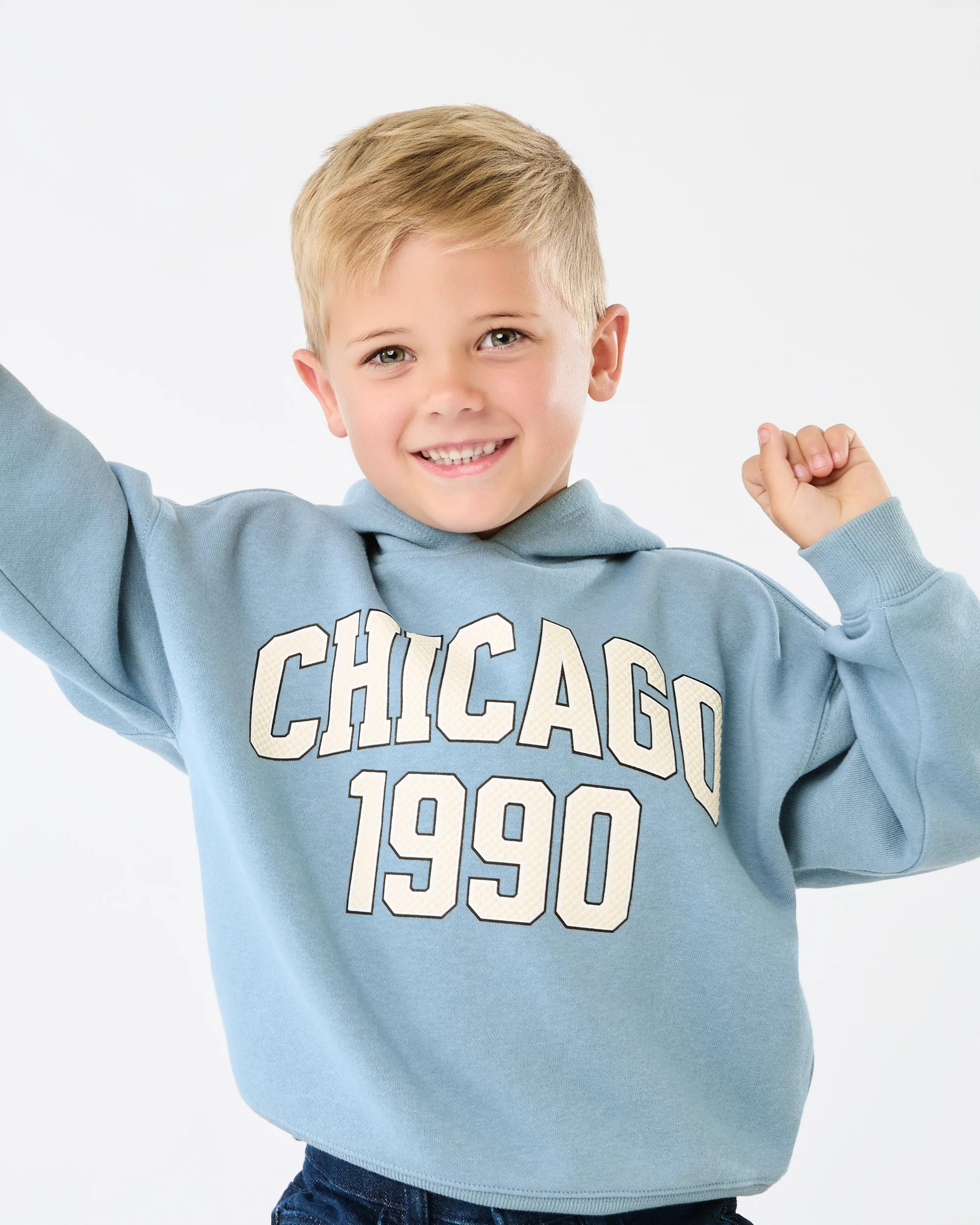 3 Oversize Print Hoodie Blu Varsit, 3 of 6