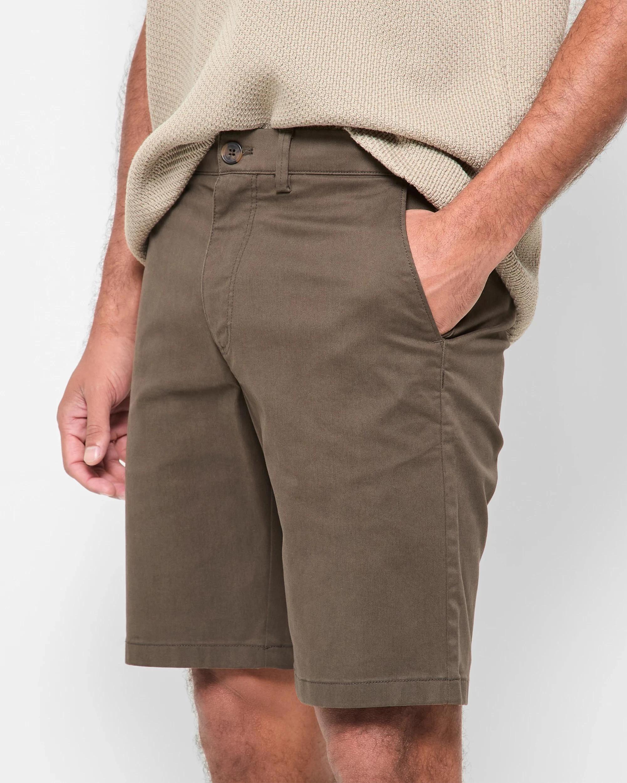 3 Target Australian Cotton Regular Stretch Chino Shorts DARK OLIVE, 3 of 5